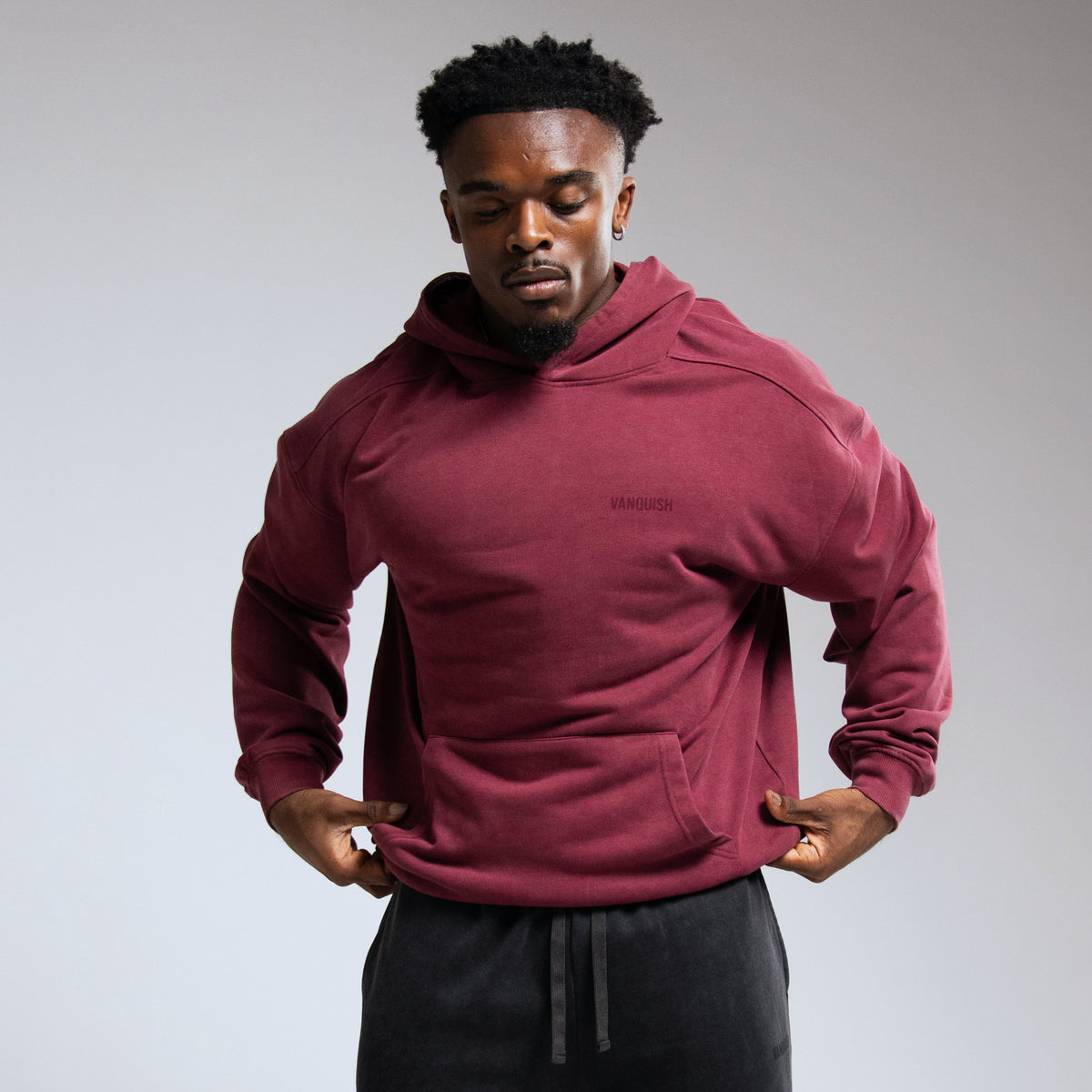 WASHED RED OVERSIZED PULLOVER HOODIE