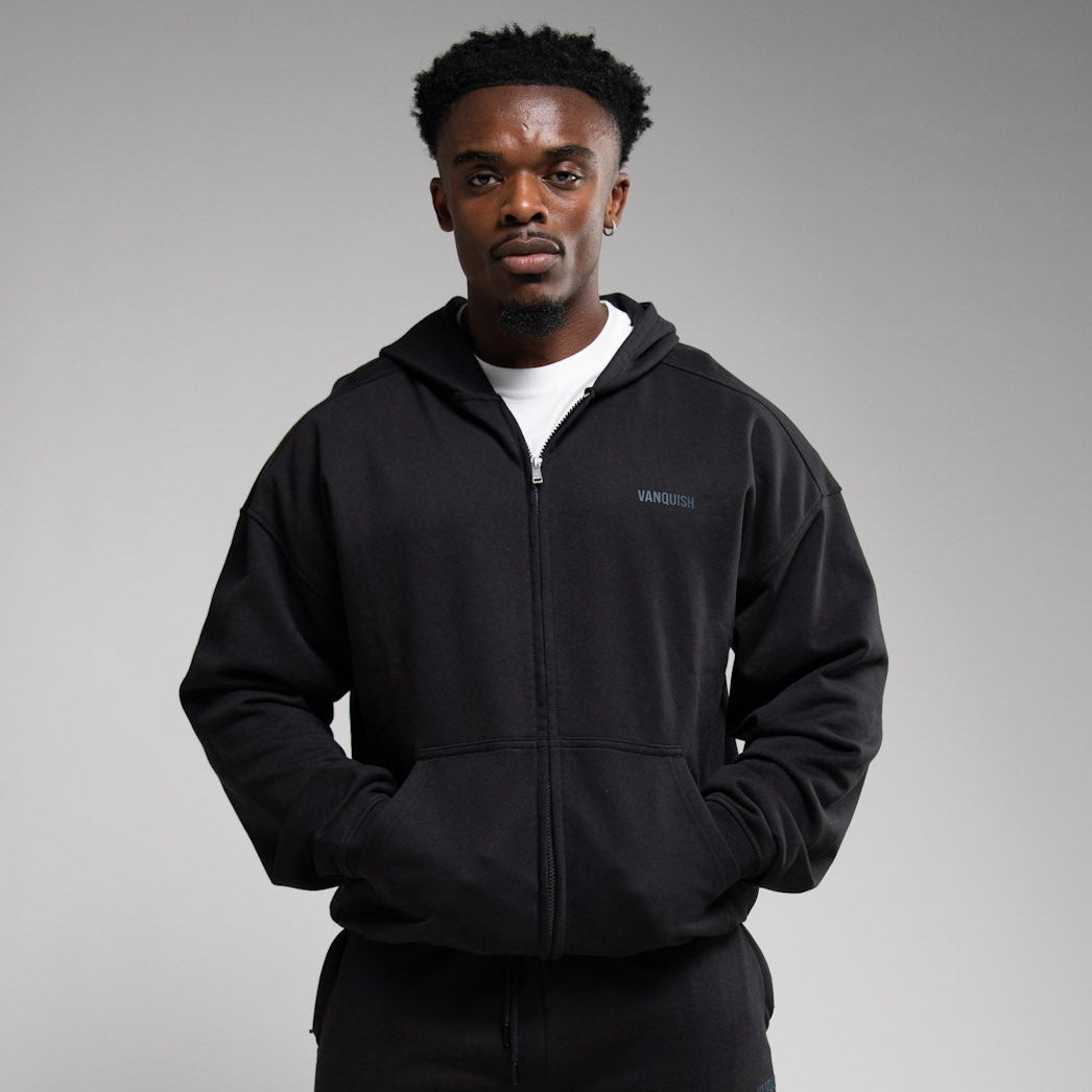 EVOLVE BLACK OVERSIZED FULL ZIP HOODIE