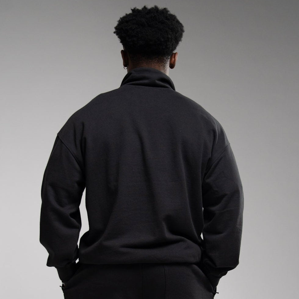 EVOLVE BLACK OVERSIZED 1/4 ZIP SWEATER