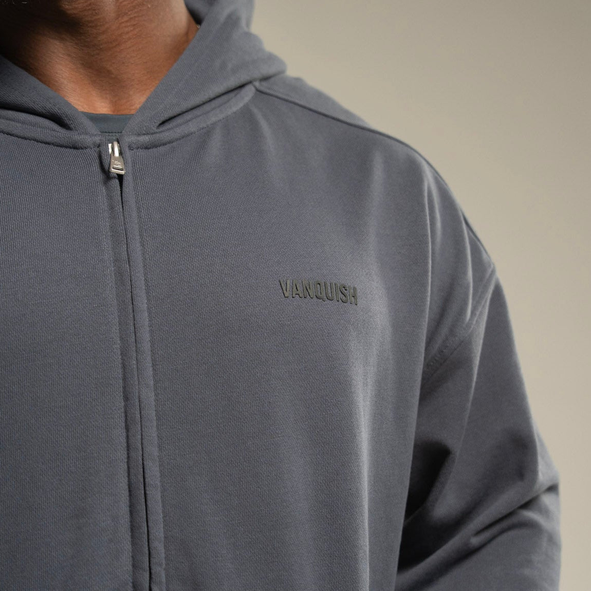 EVOLVE DARK GREY OVERSIZED FULL ZIP HOODIE