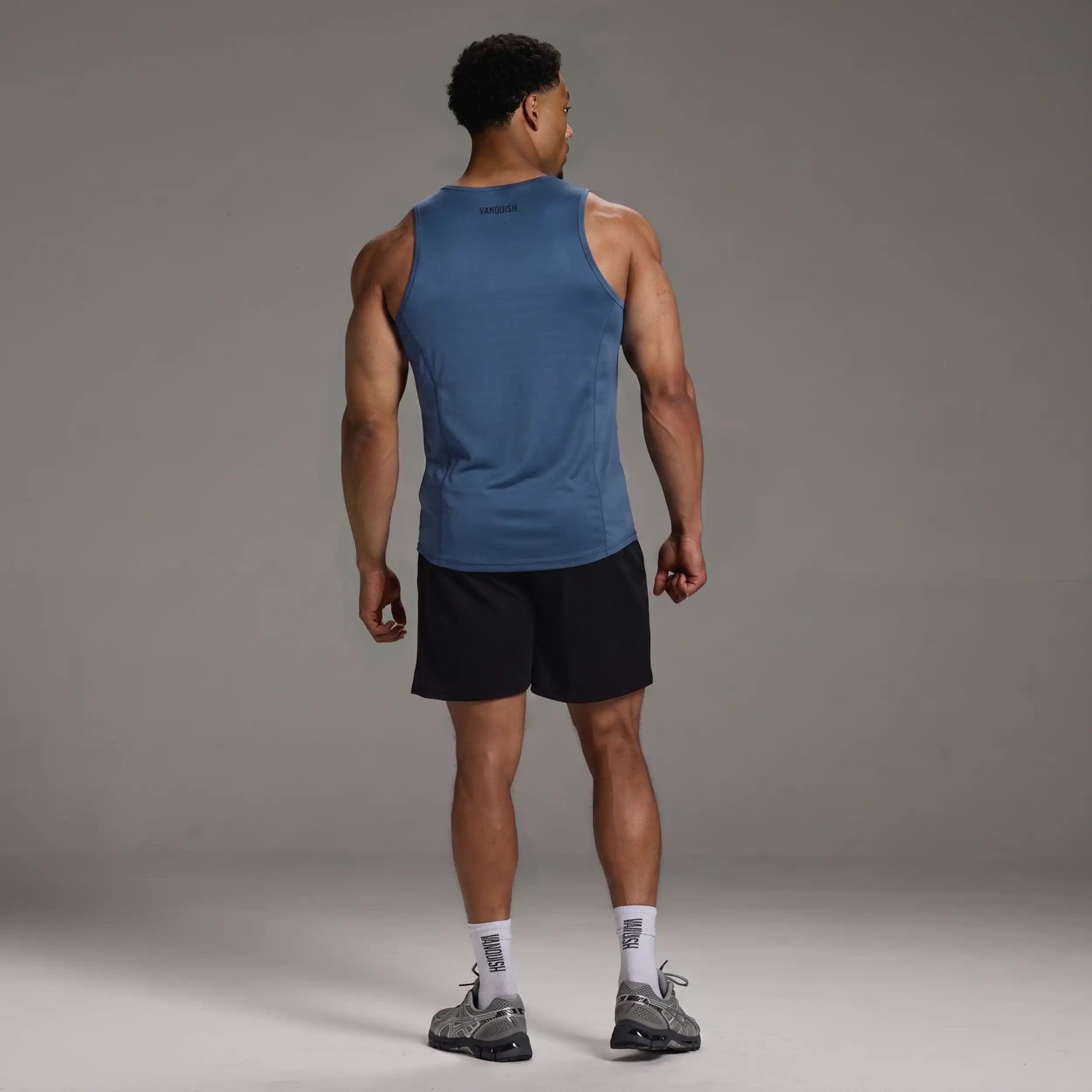 EVOLVE BLUE GREY SLIM FIT PERFORMANCE TANK