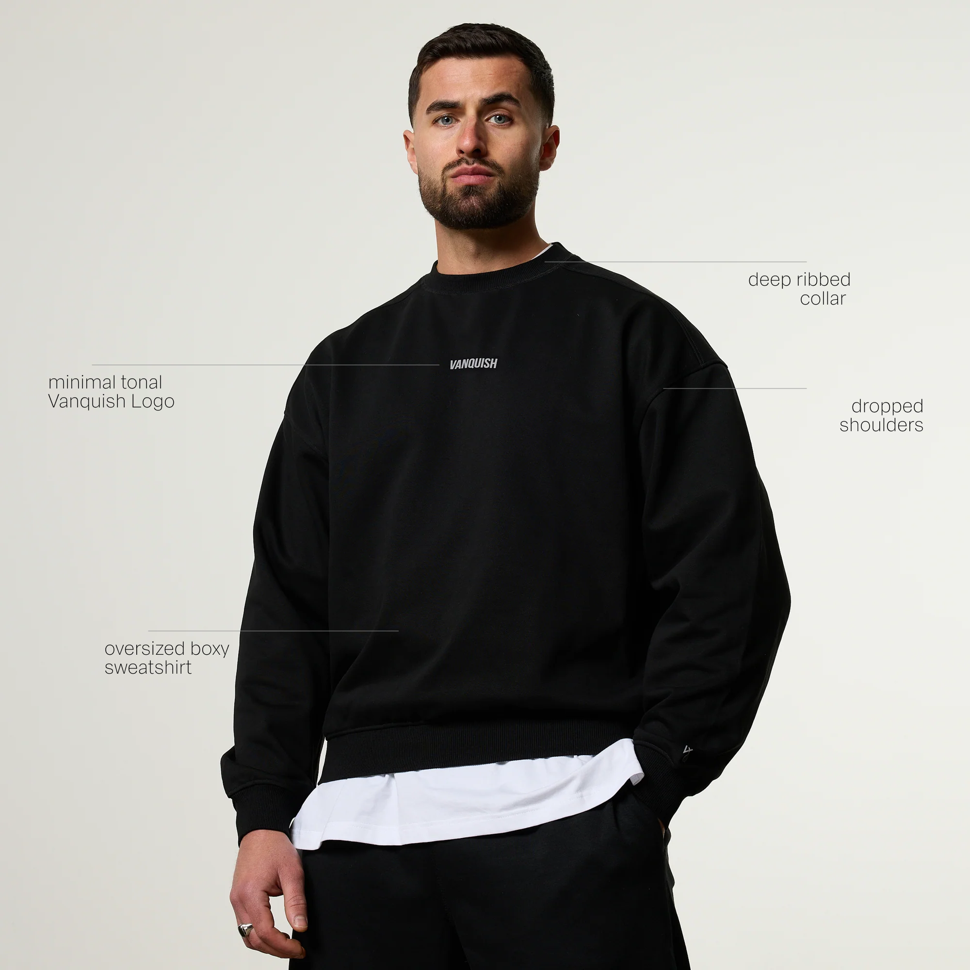 Vanquish Essential V2 Black Oversized Boxy Sweatshirt