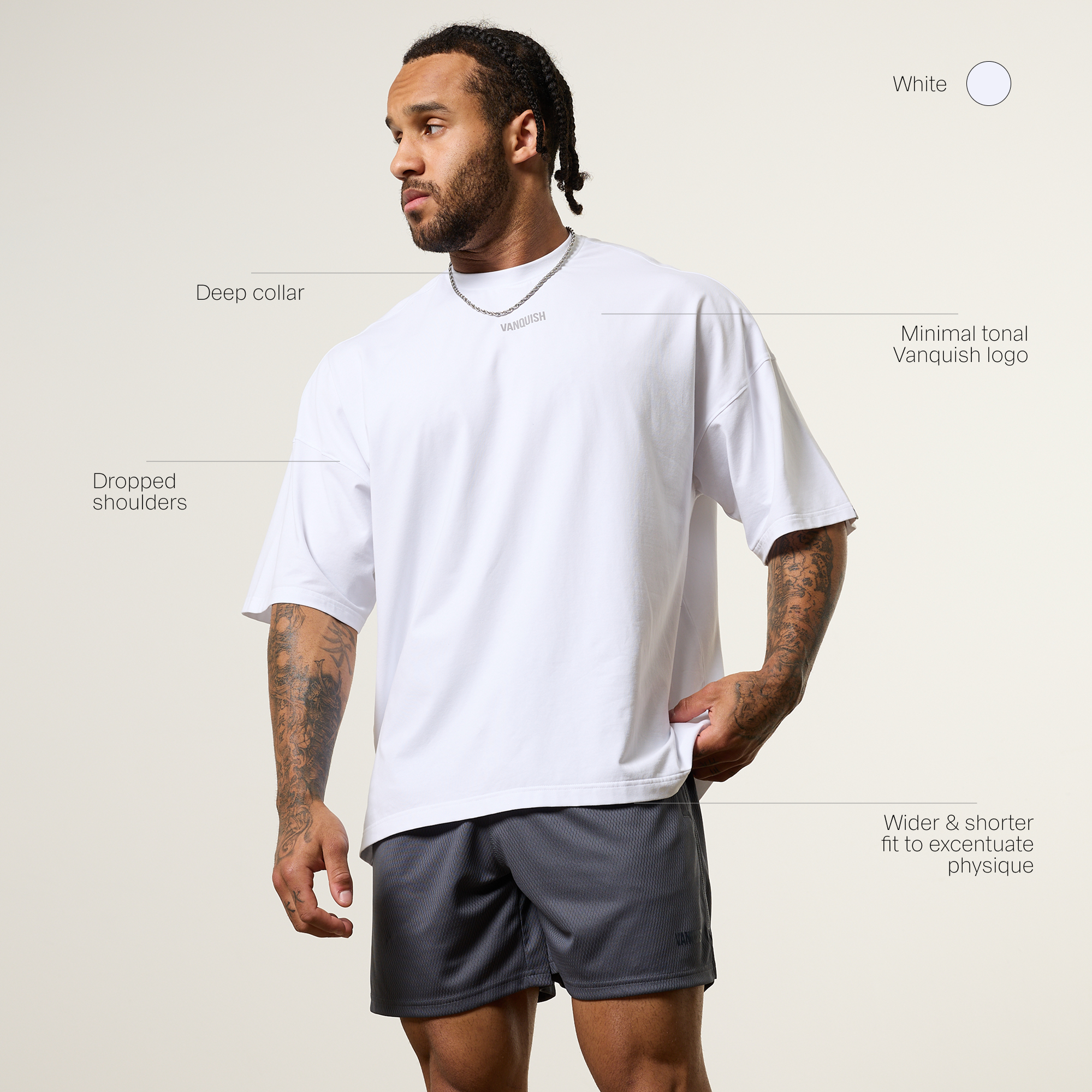 Vanquish Essential V2 White Oversized Boxy T Shirt