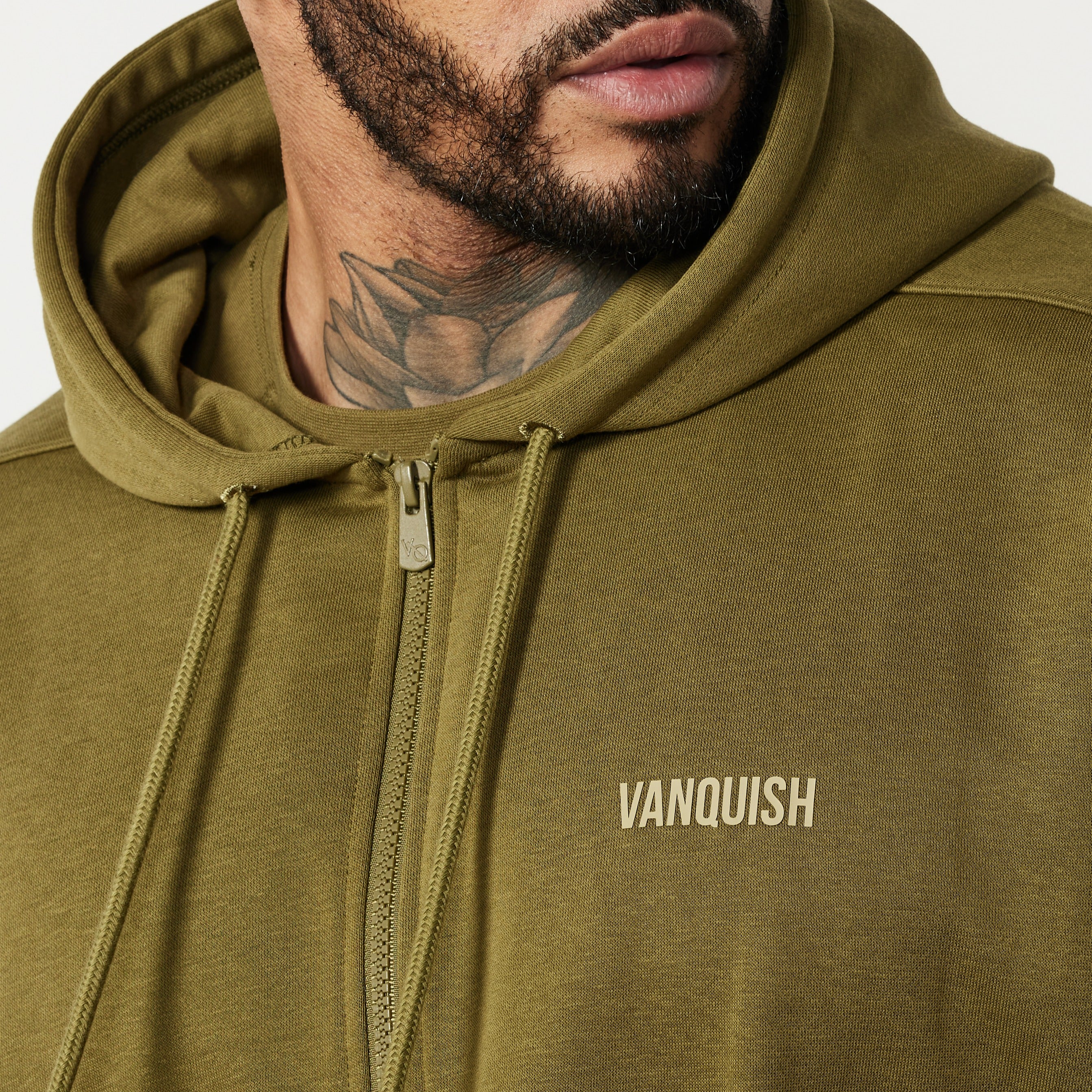 Vanquish Essential Olive Green Oversized Full Zip Hoodie