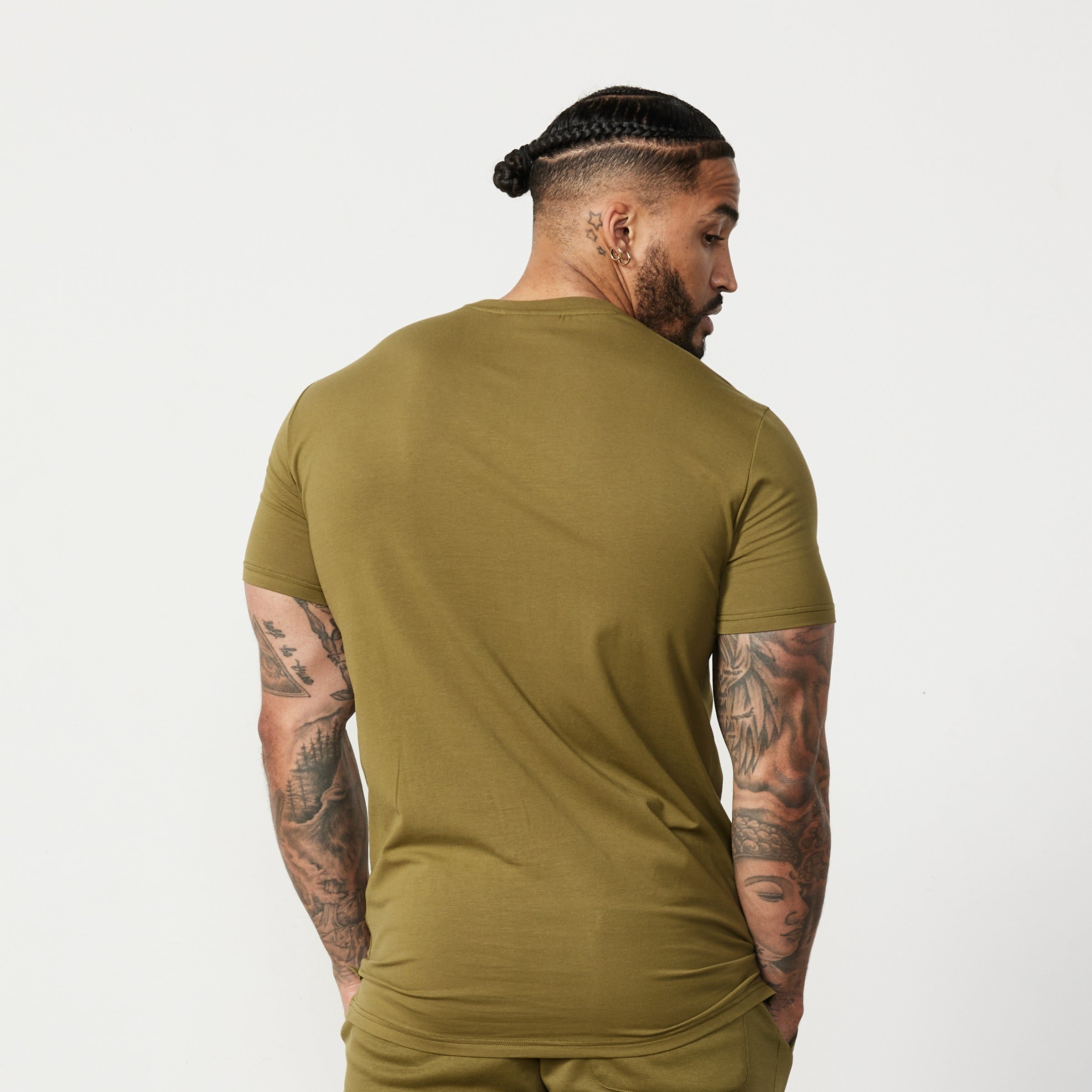Vanquish Essential Olive Green Slim Fit Short Sleeve T Shirt