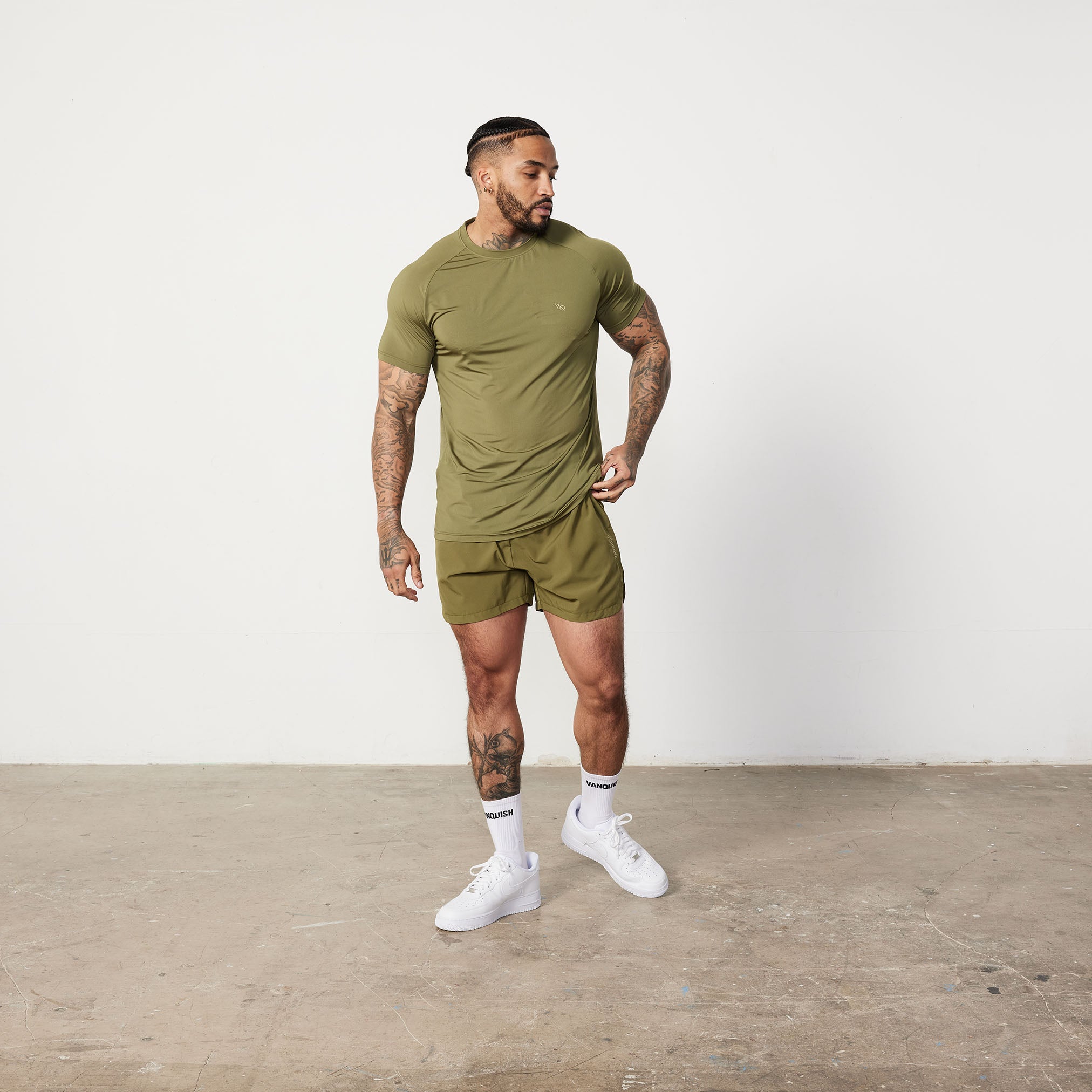 Vanquish Essential Olive Green Performance Short Sleeve T Shirt