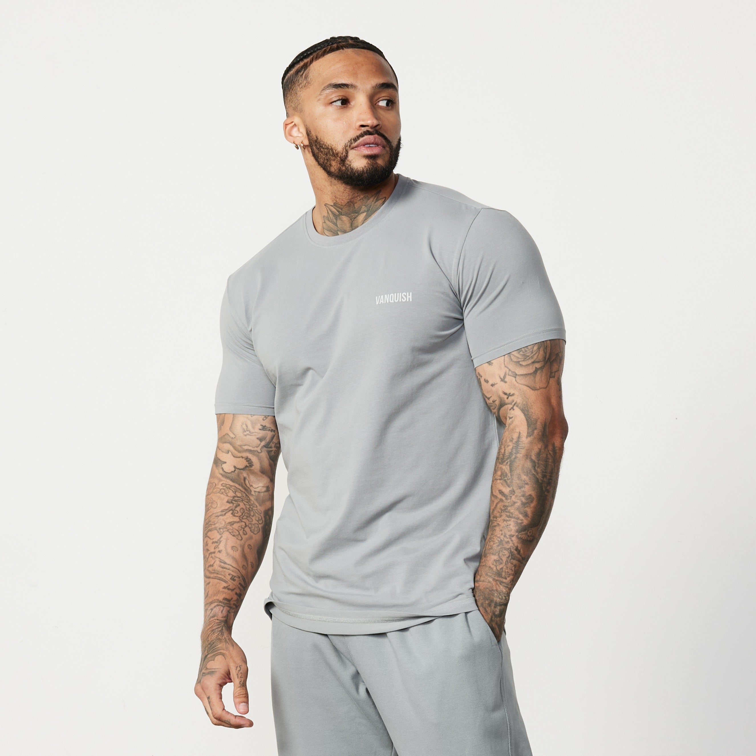 Vanquish Essential Steel Grey Slim Fit Short Sleeve T Shirt