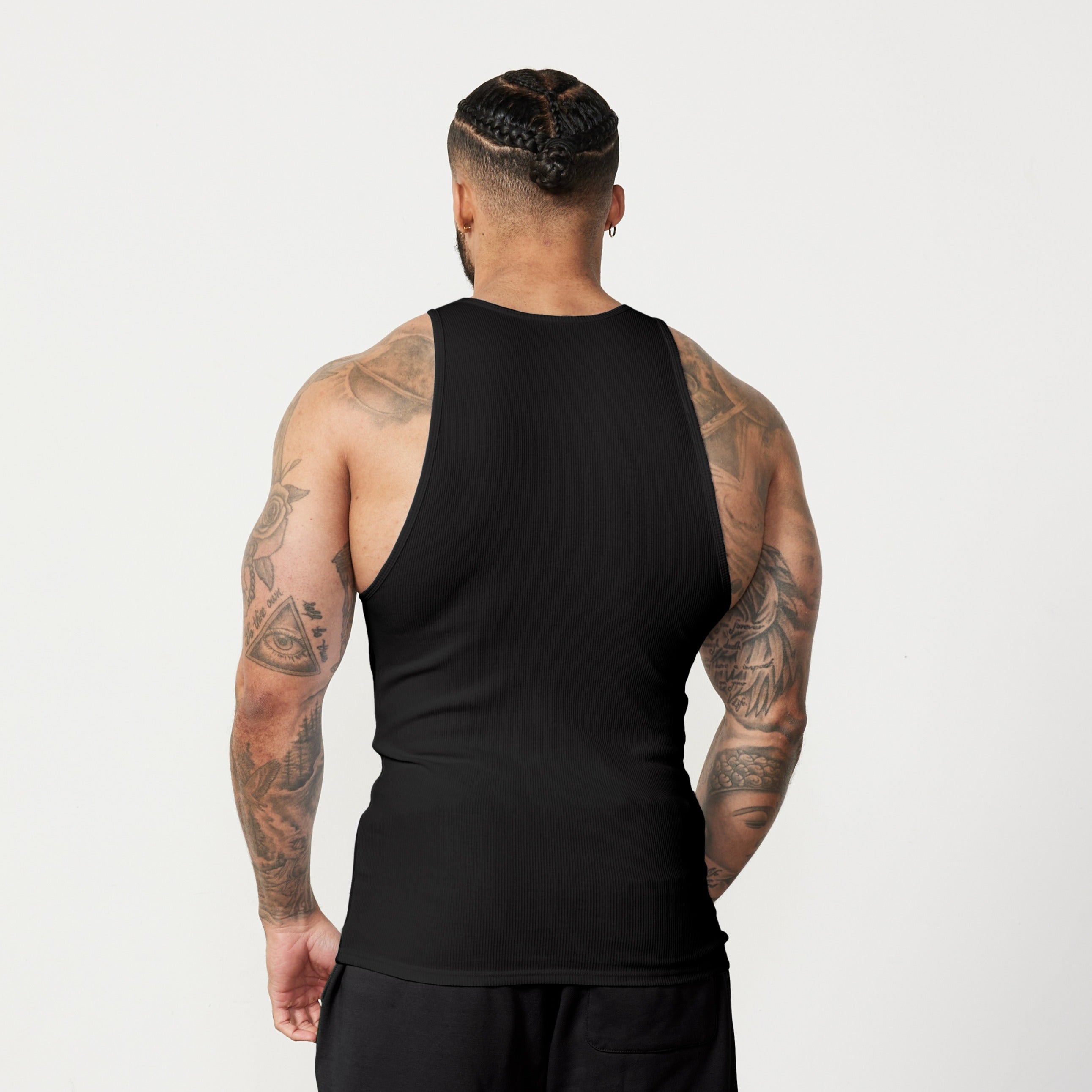 Vanquish Black Ribbed Fitted Tank