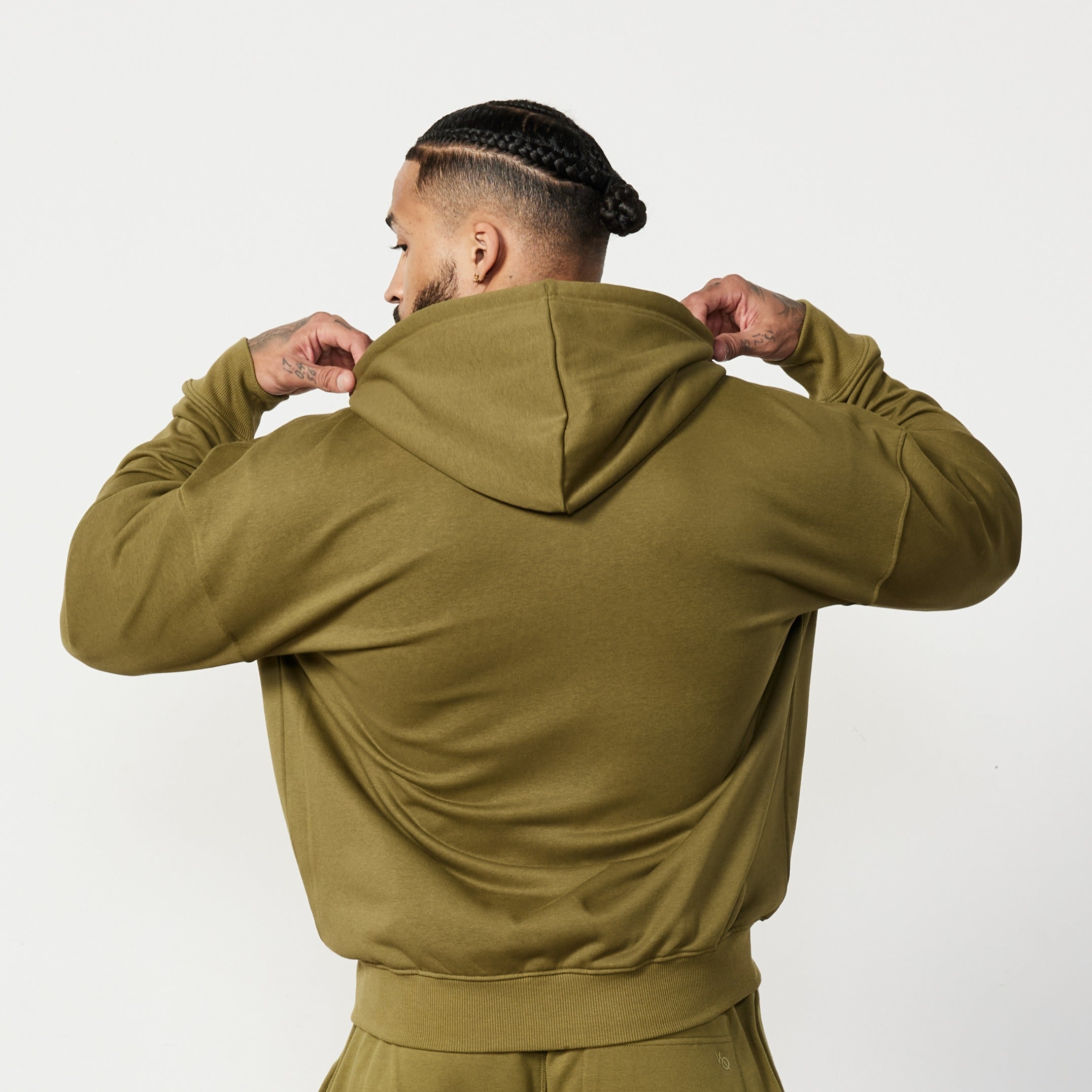 Vanquish Essential Olive Green Oversized Full Zip Hoodie