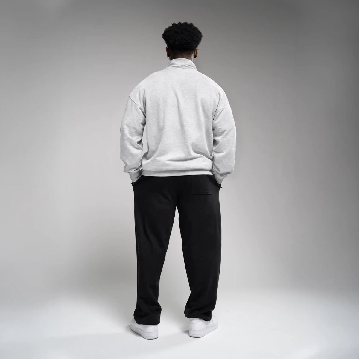EVOLVE LIGHT GREY MARL OVERSIZED 1/4 ZIP SWEATER