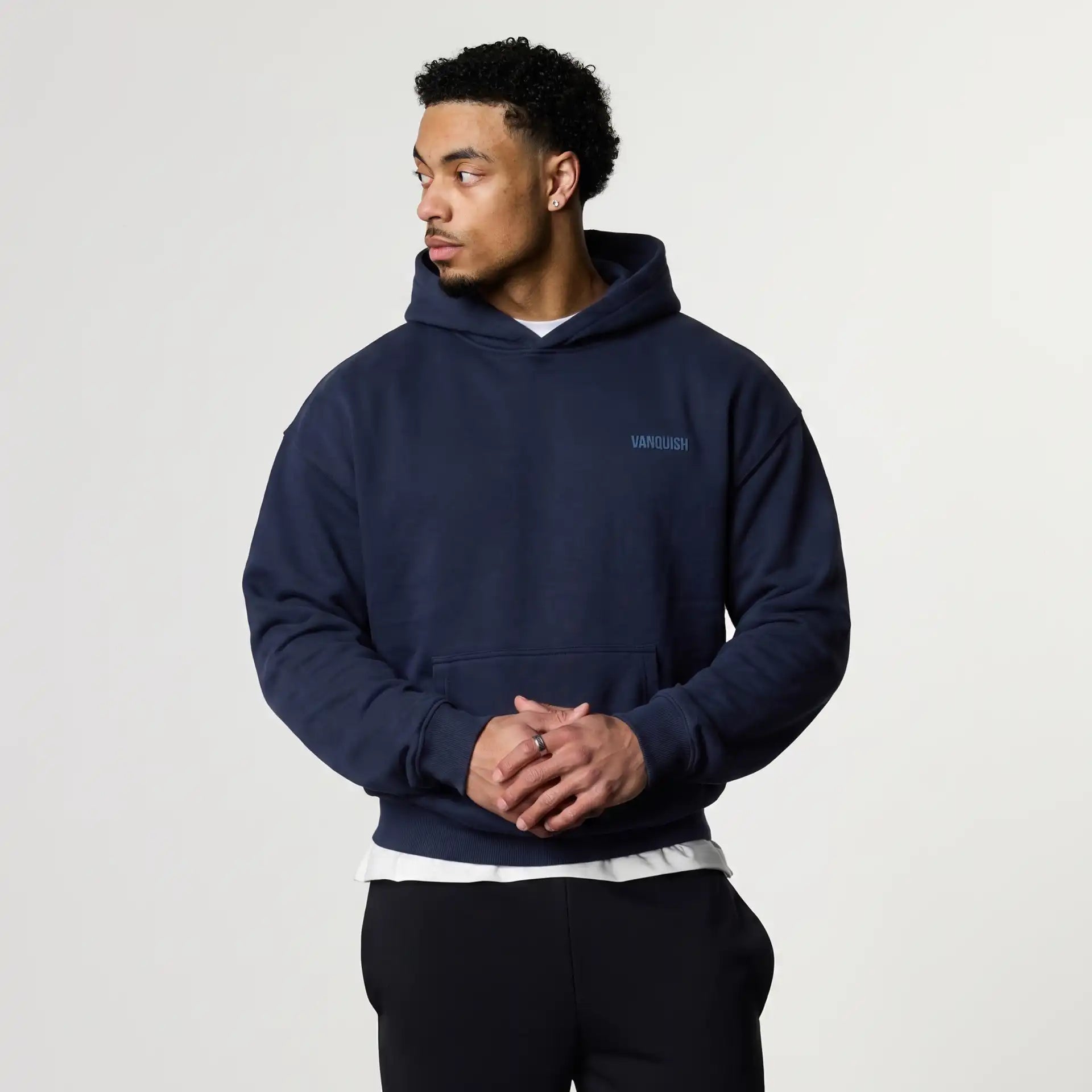 EVOLVE NAVY OVERSIZED PULLOVER HOODIE