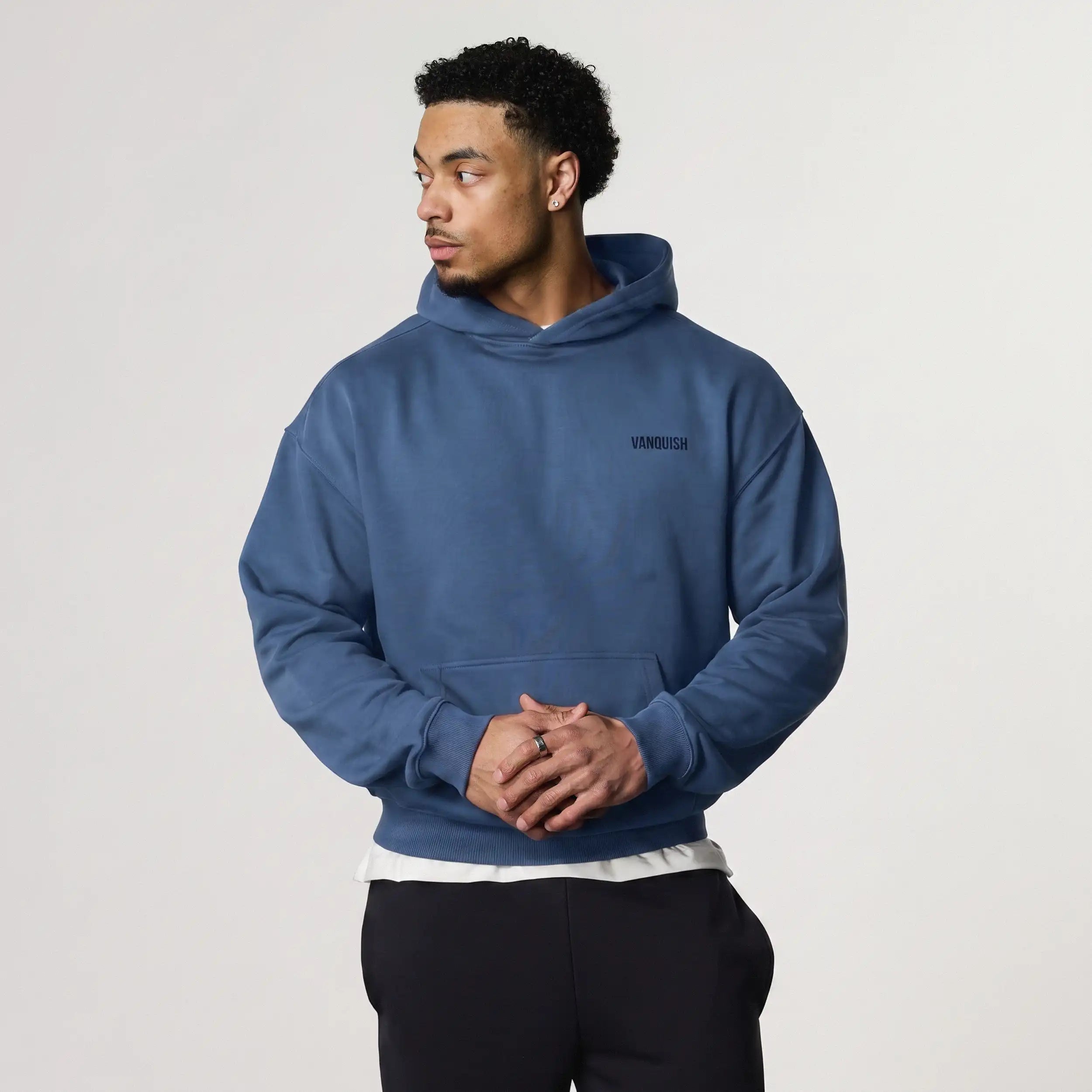 Evolve Blue Grey Oversized Pullover Hoodie