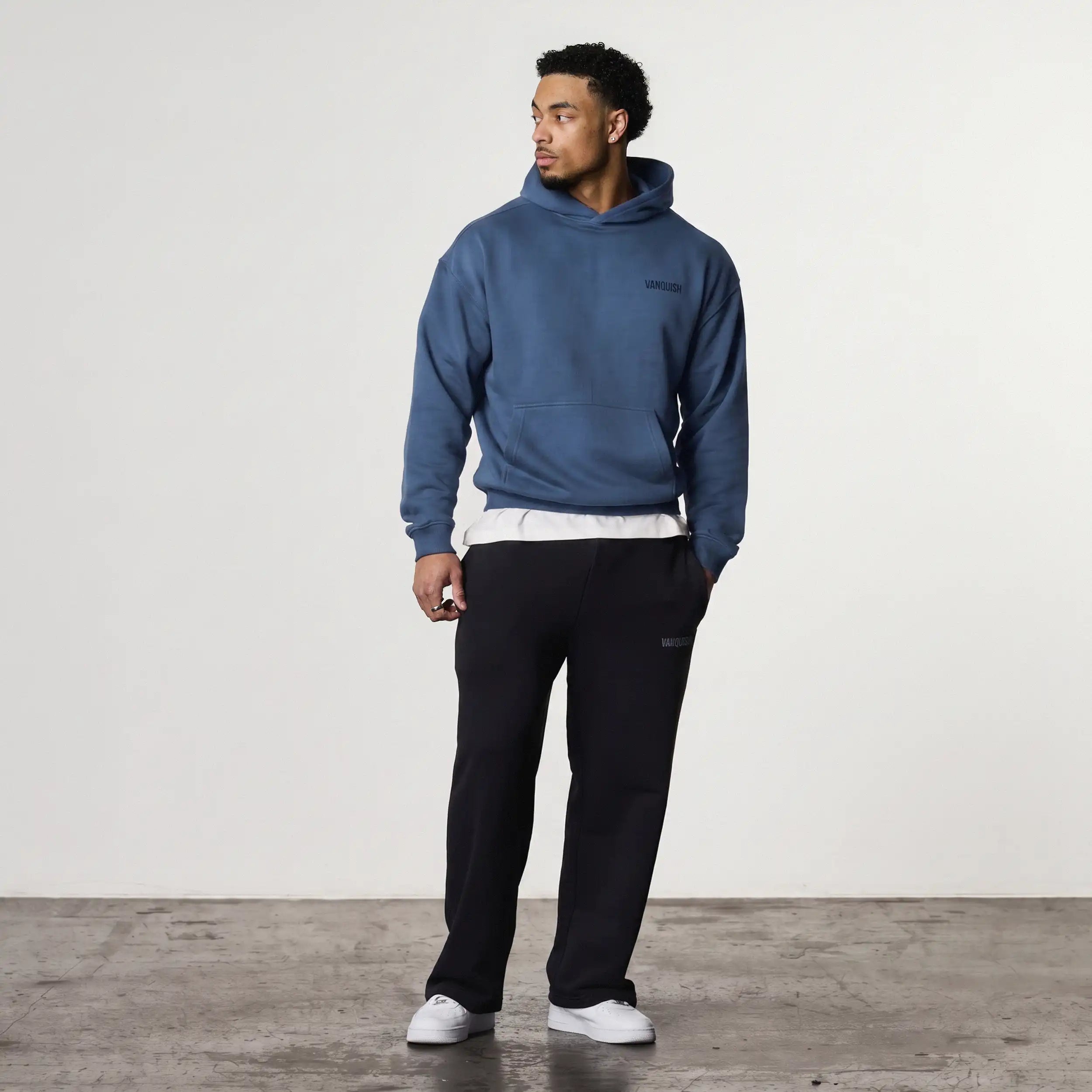 VANQUISH EVOLVE BLUE GREY OVERSIZED PULLOVER HOODIE