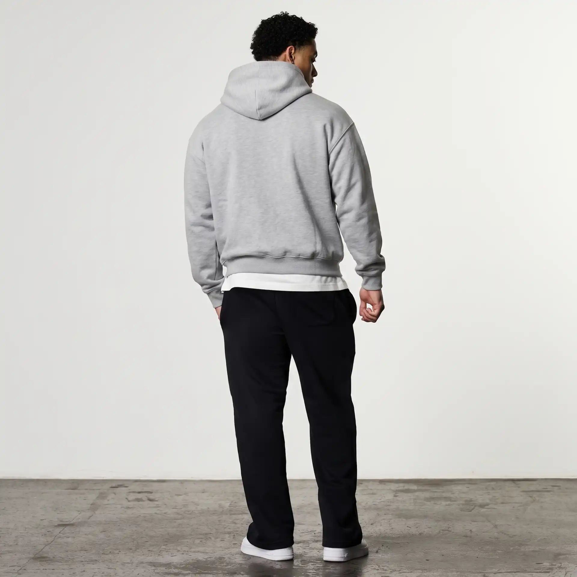 VANQUISH EVOLVE LIGHT GREY MARL OVERSIZED PULLOVER HOODIE