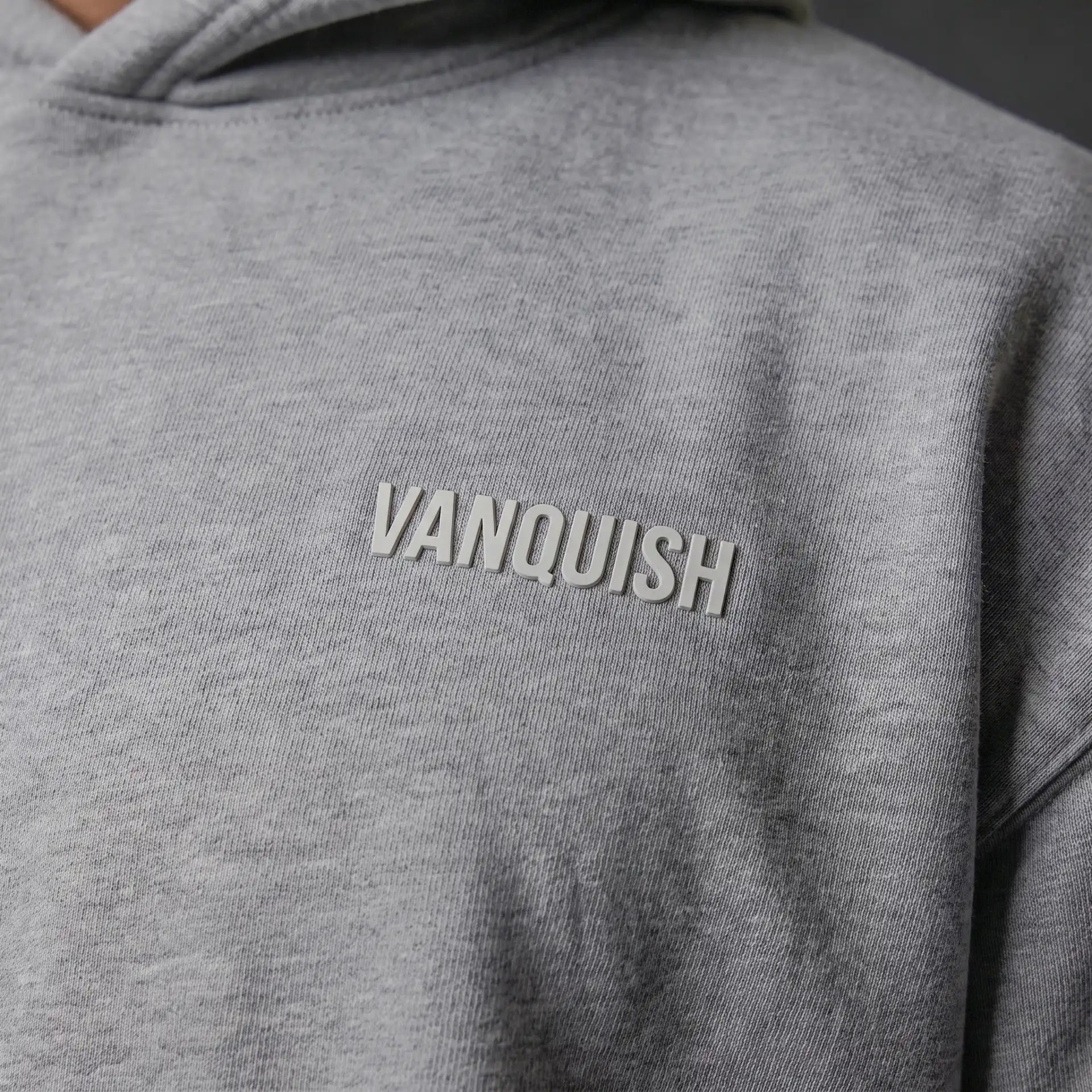 VANQUISH EVOLVE LIGHT GREY MARL OVERSIZED PULLOVER HOODIE