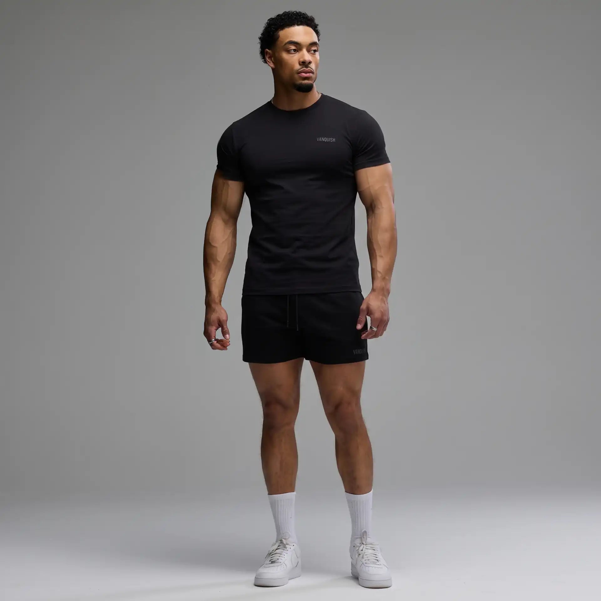 EVOLVE BLACK REGULAR FIT SWEAT SHORTS