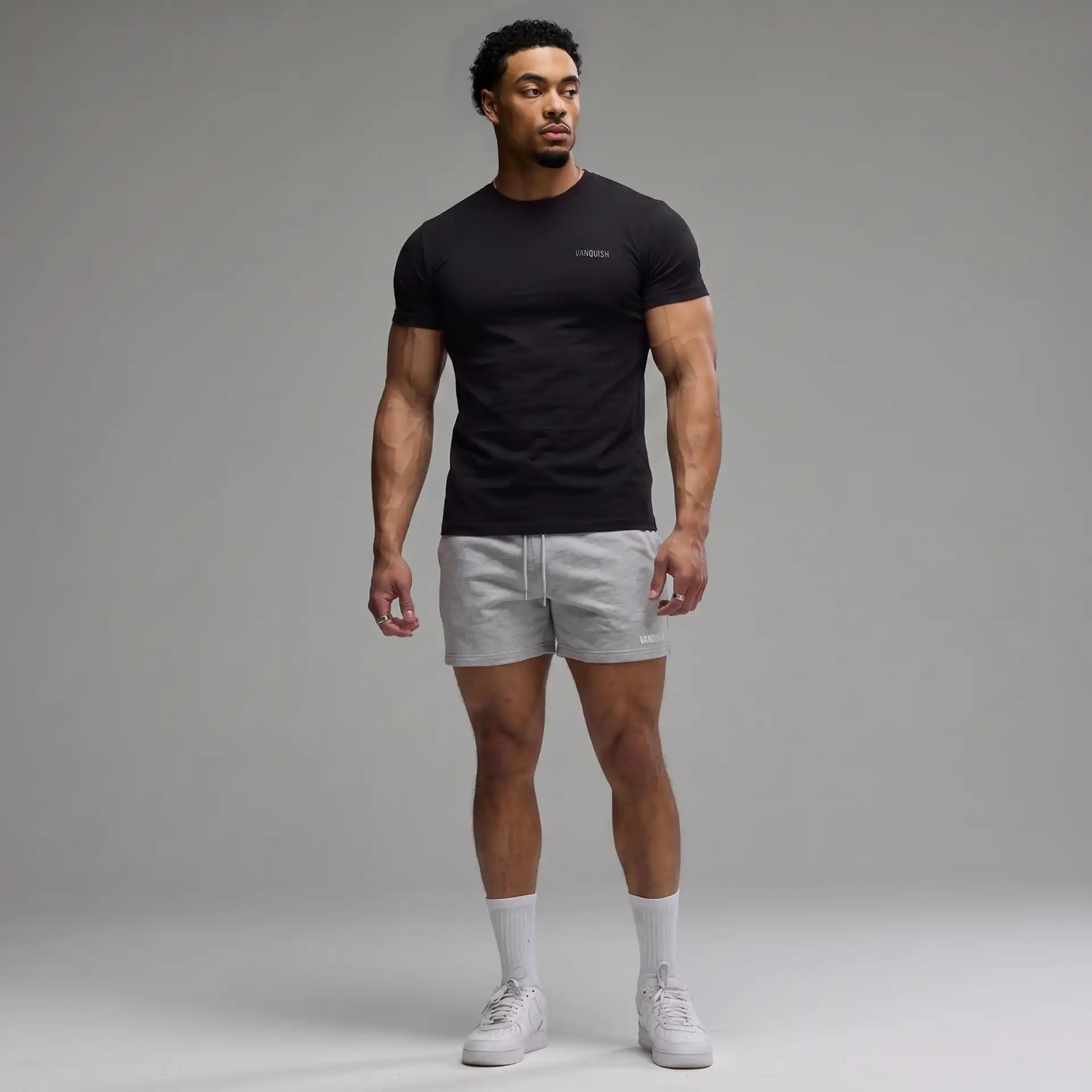 VANQUISH EVOLVE LIGHT GREY MARL REGULAR FIT SWEAT SHORT