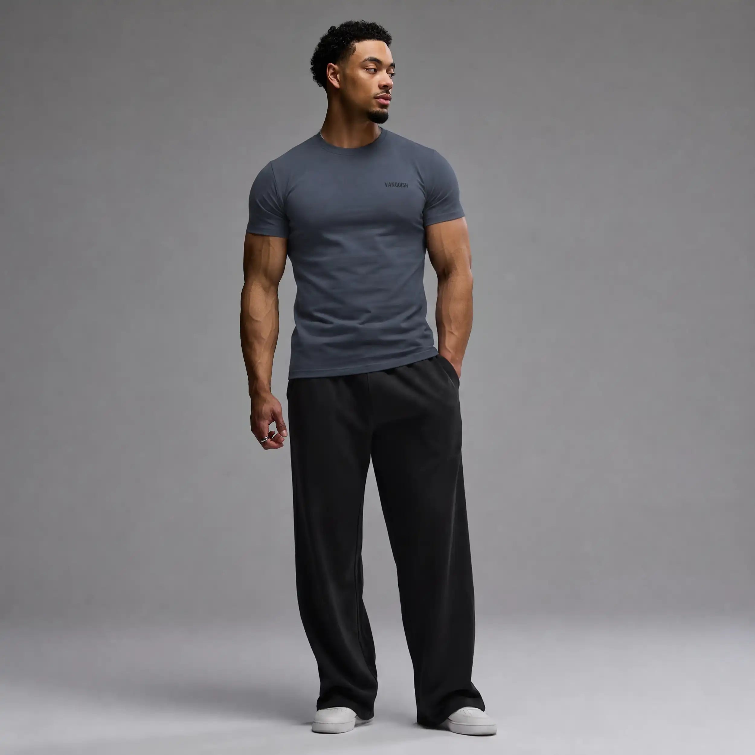 VANQUISH EVOLVE DARK GREY SLIM FIT JERSEY T SHIRT