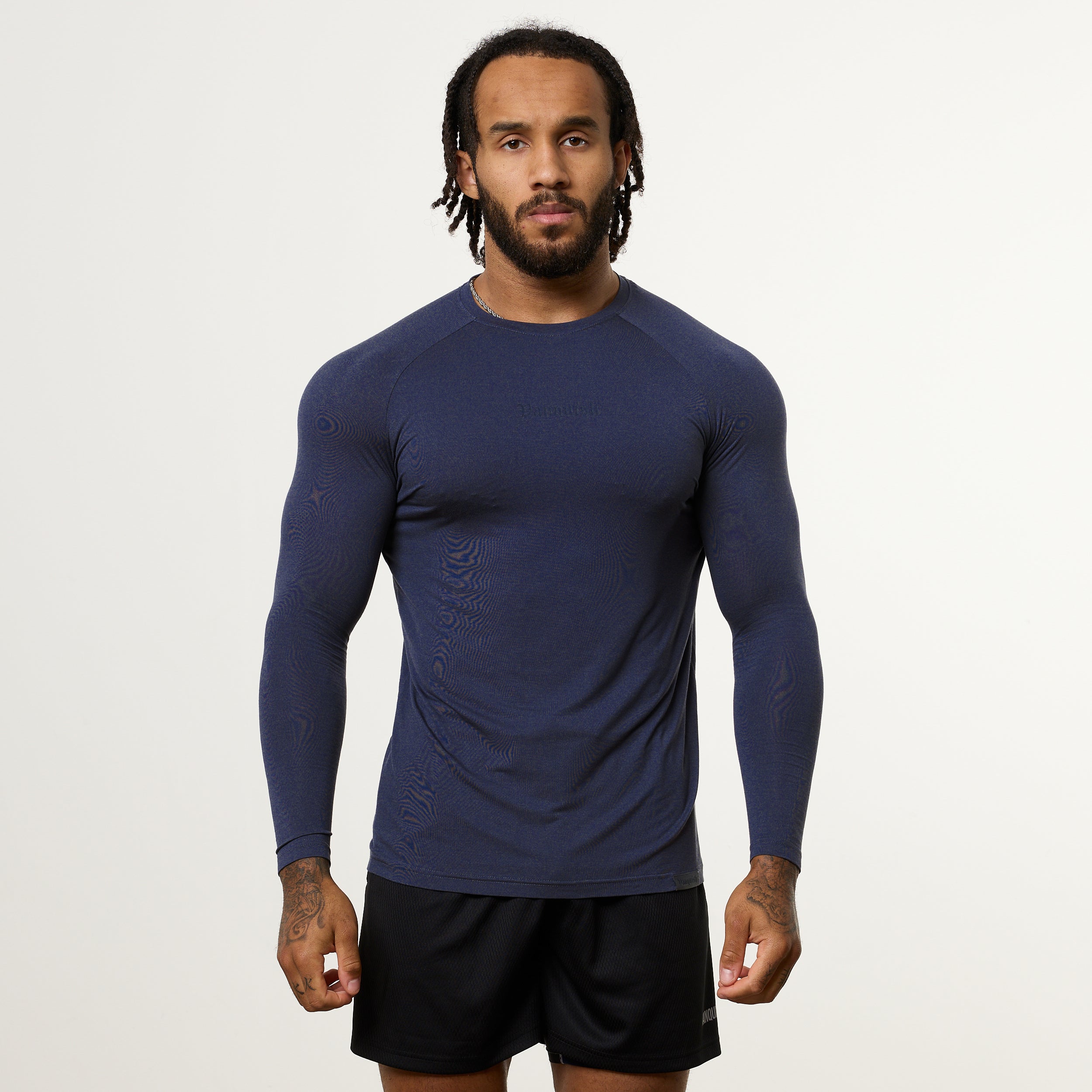 Vanquish Ultra Soft Navy Blue Long Sleeve Slim Fit T Shirt