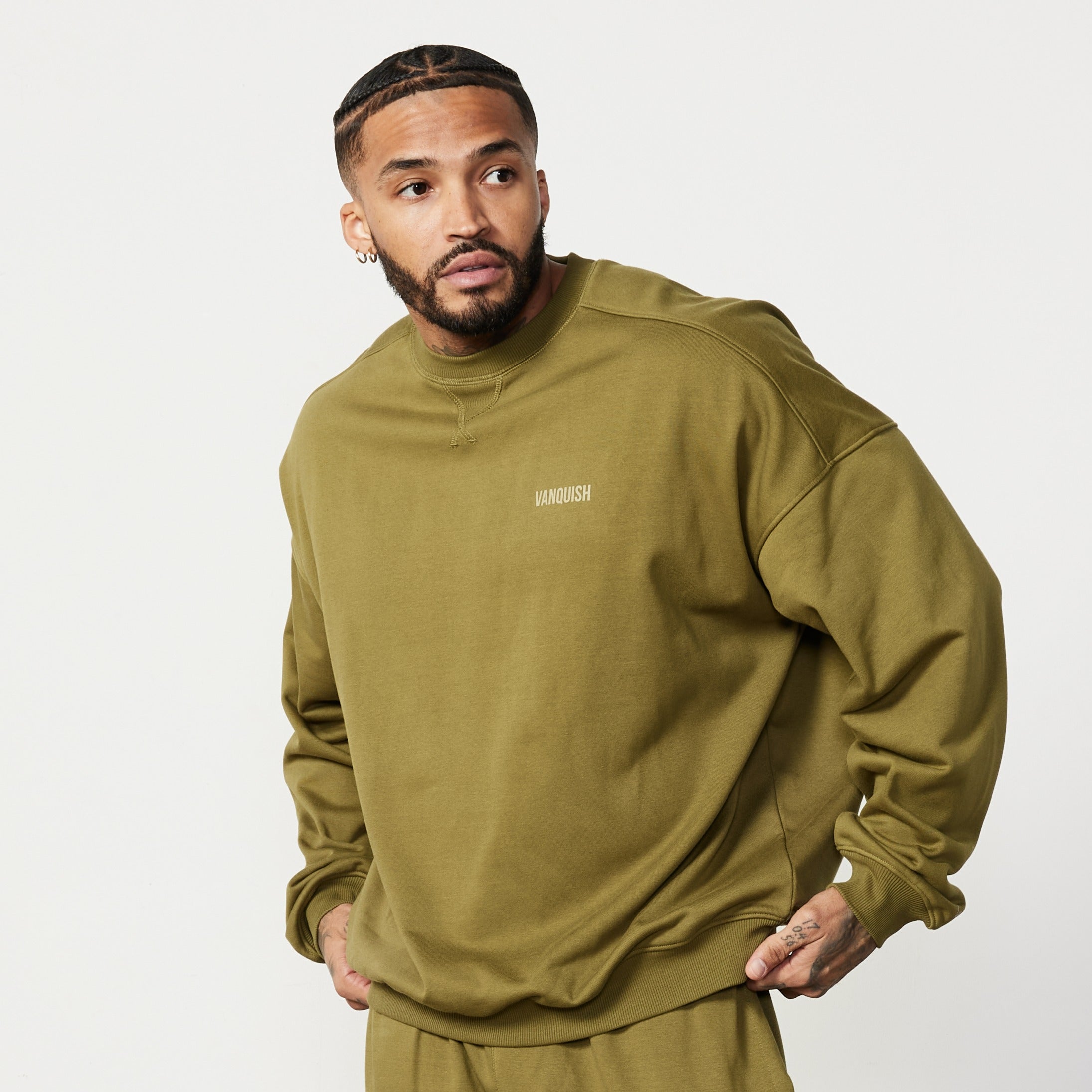 Vanquish Essential Olive Green Oversized Sweatshirt