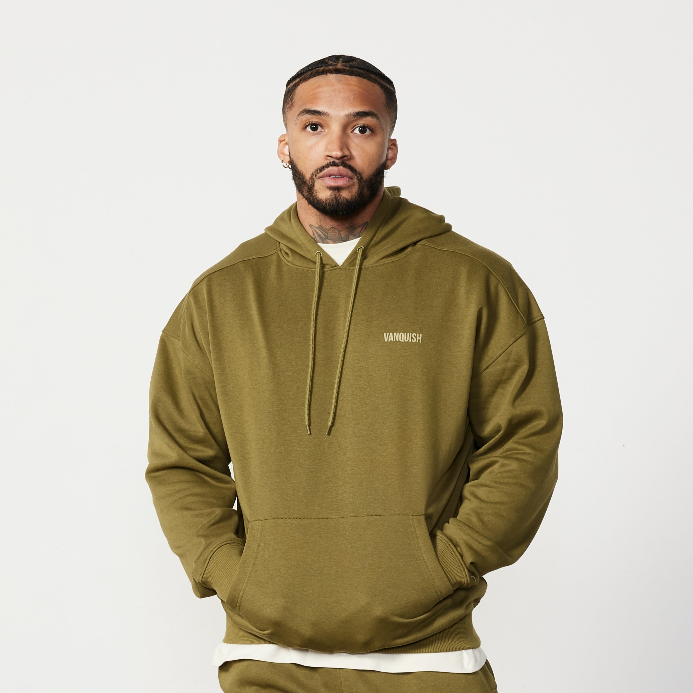 Vanquish Essential Olive Green Oversized Pullover Hoodie