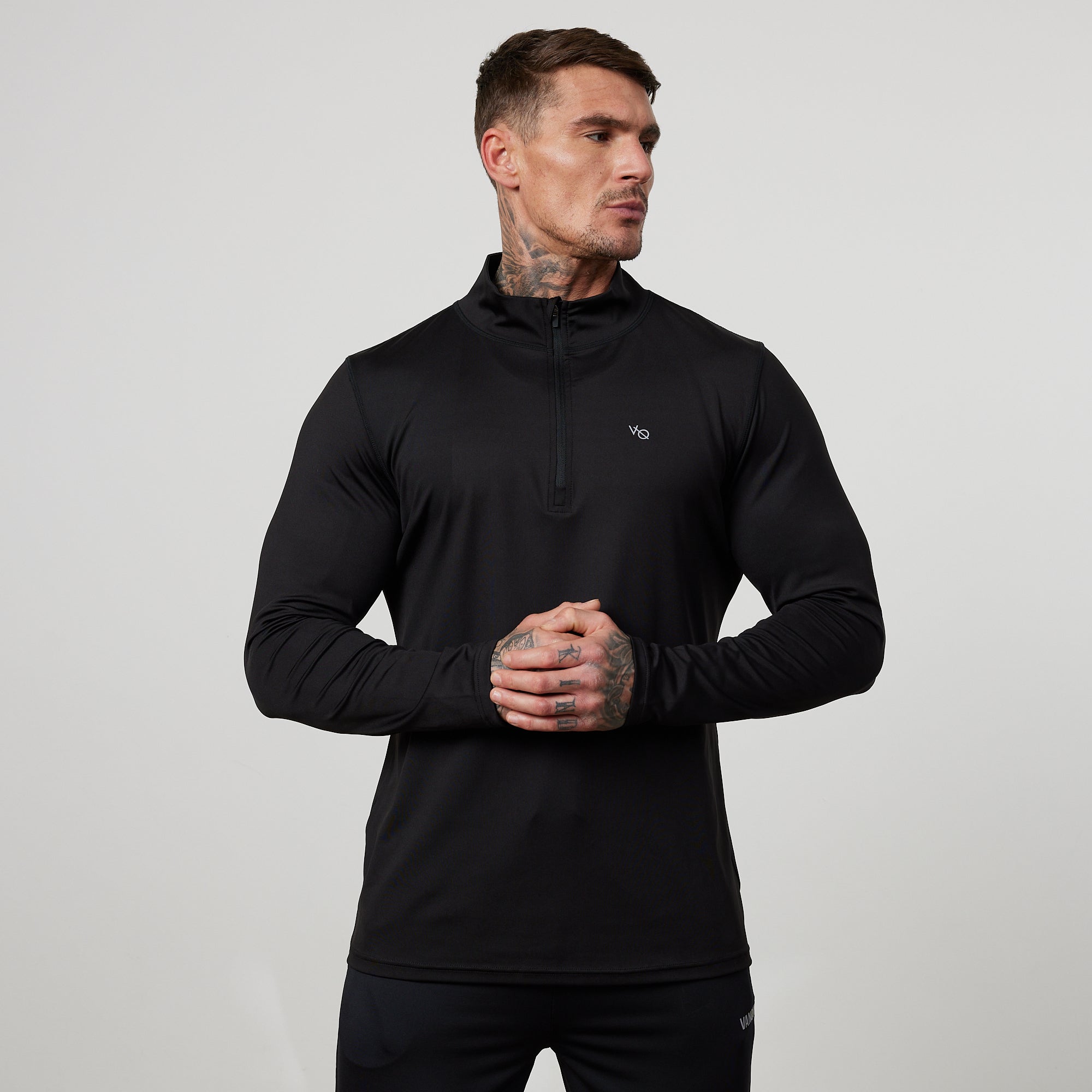 Vanquish Essential Black Performance 1/4 Zip Top