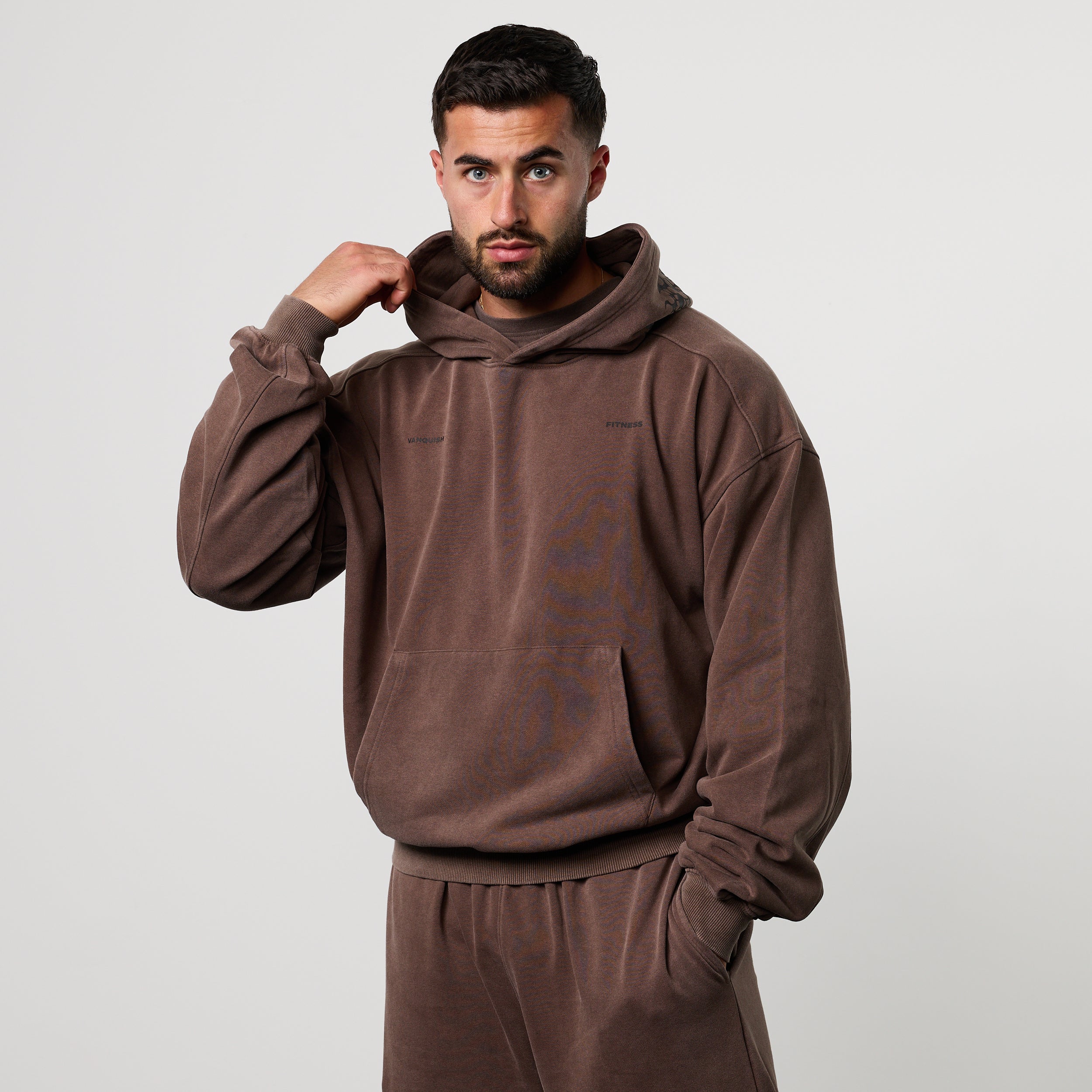 BLACK FORGE WASHED BROWN BOXY OVERSIZED HOODIE