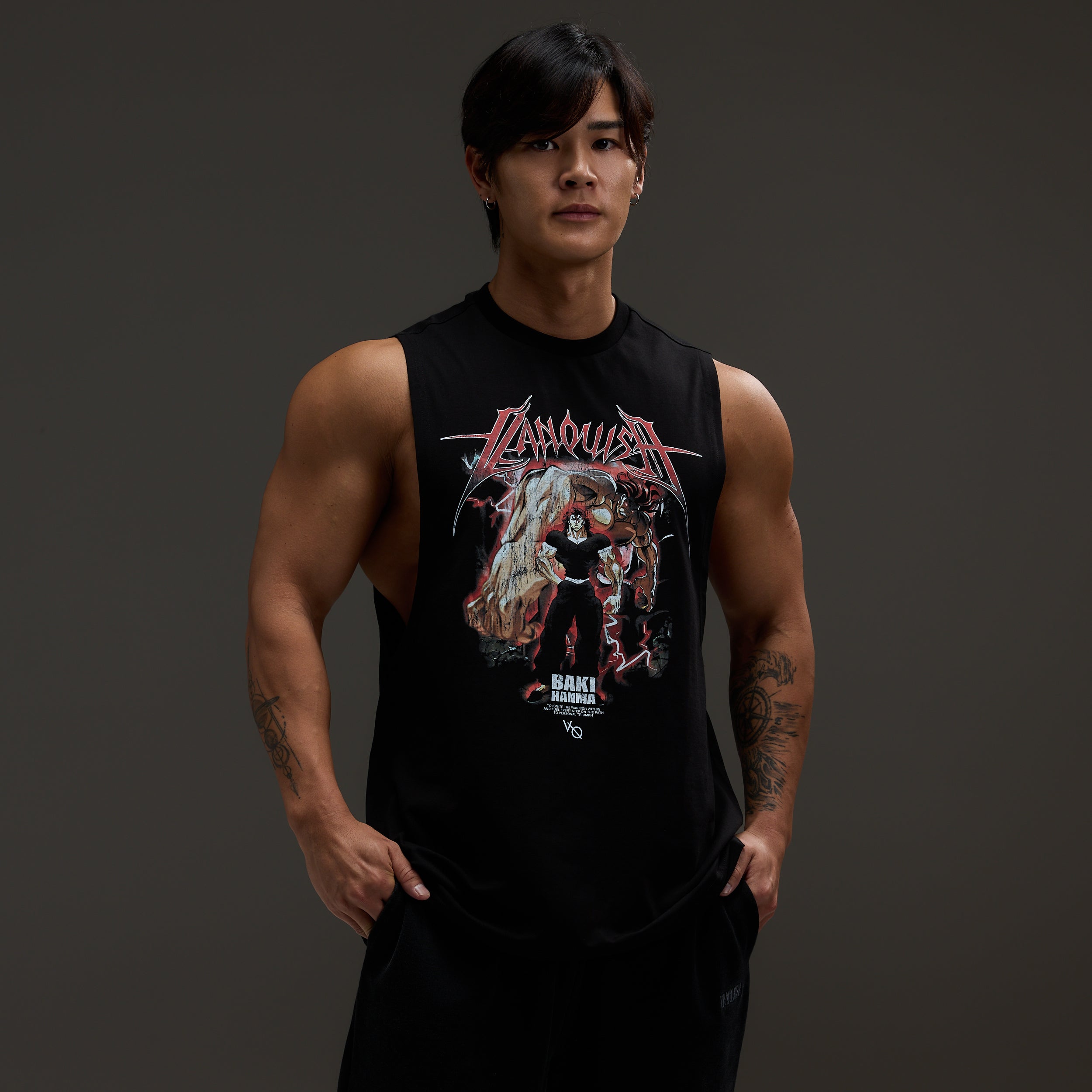VQ x Baki: Black Yujiro Sleeveless T Shirt