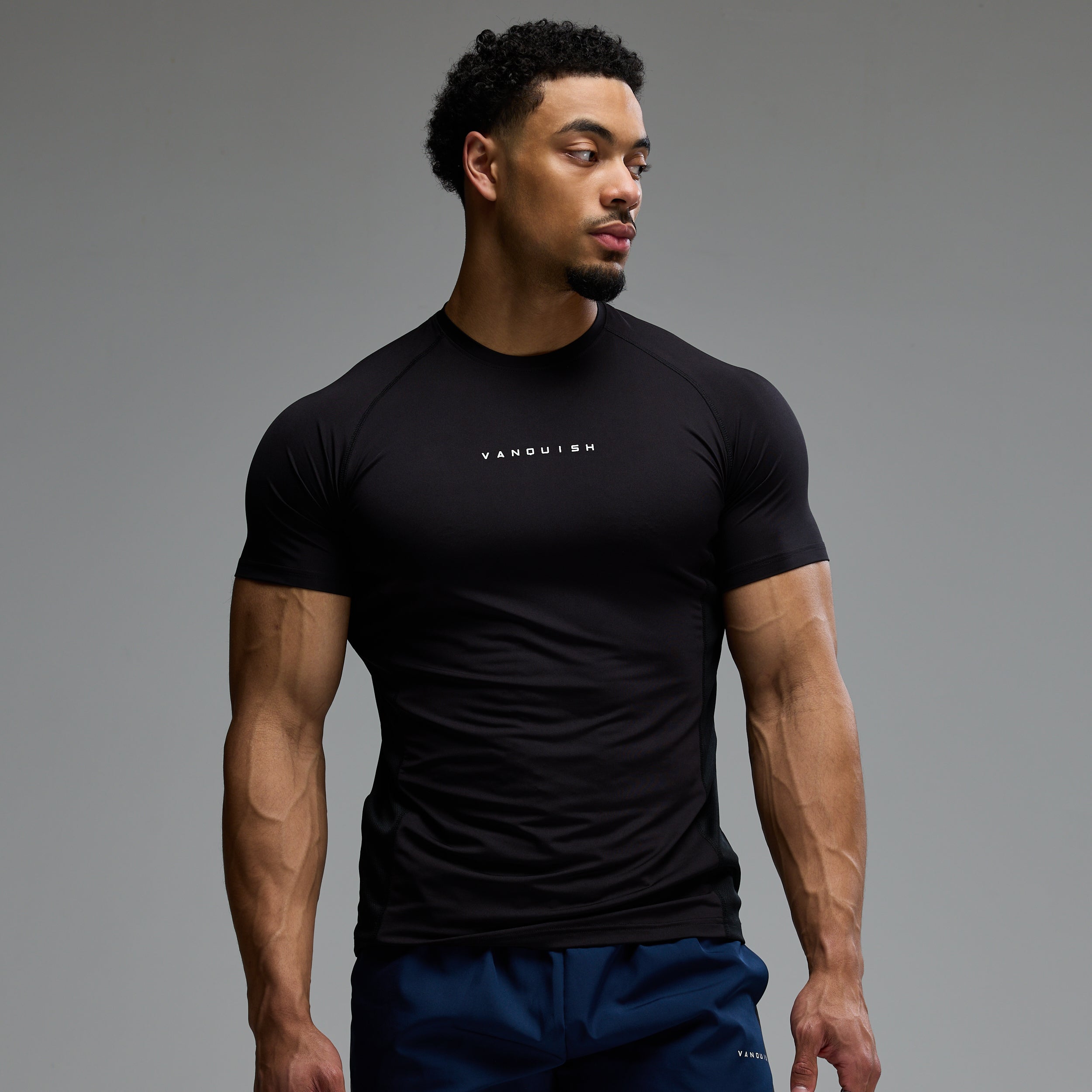 ACADEMY BLACK SLIM FIT PERFORMANCE T SHIRT