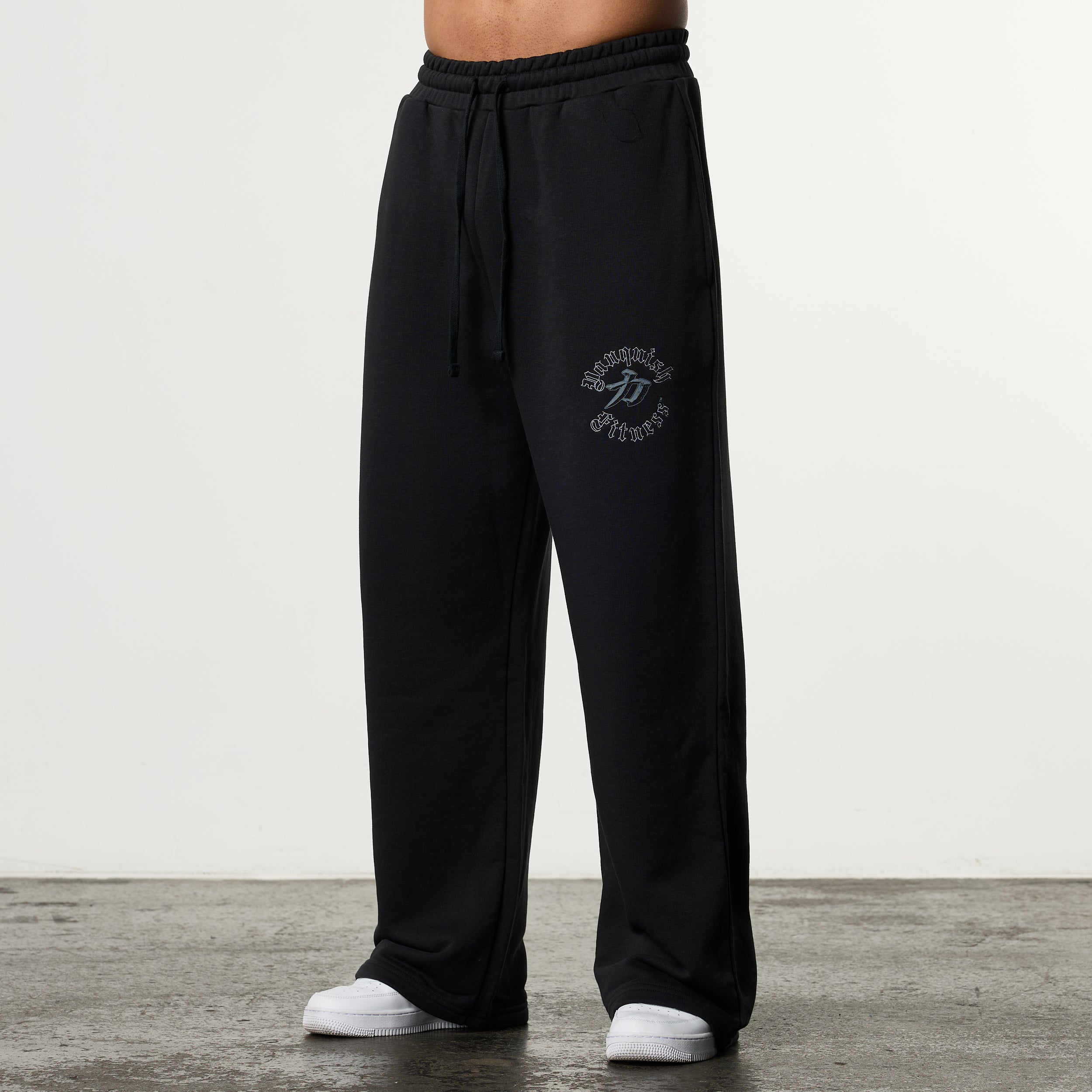 SHINTO GODS SCRIPT BLACK STRAIGHT LEG SWEATPANTS