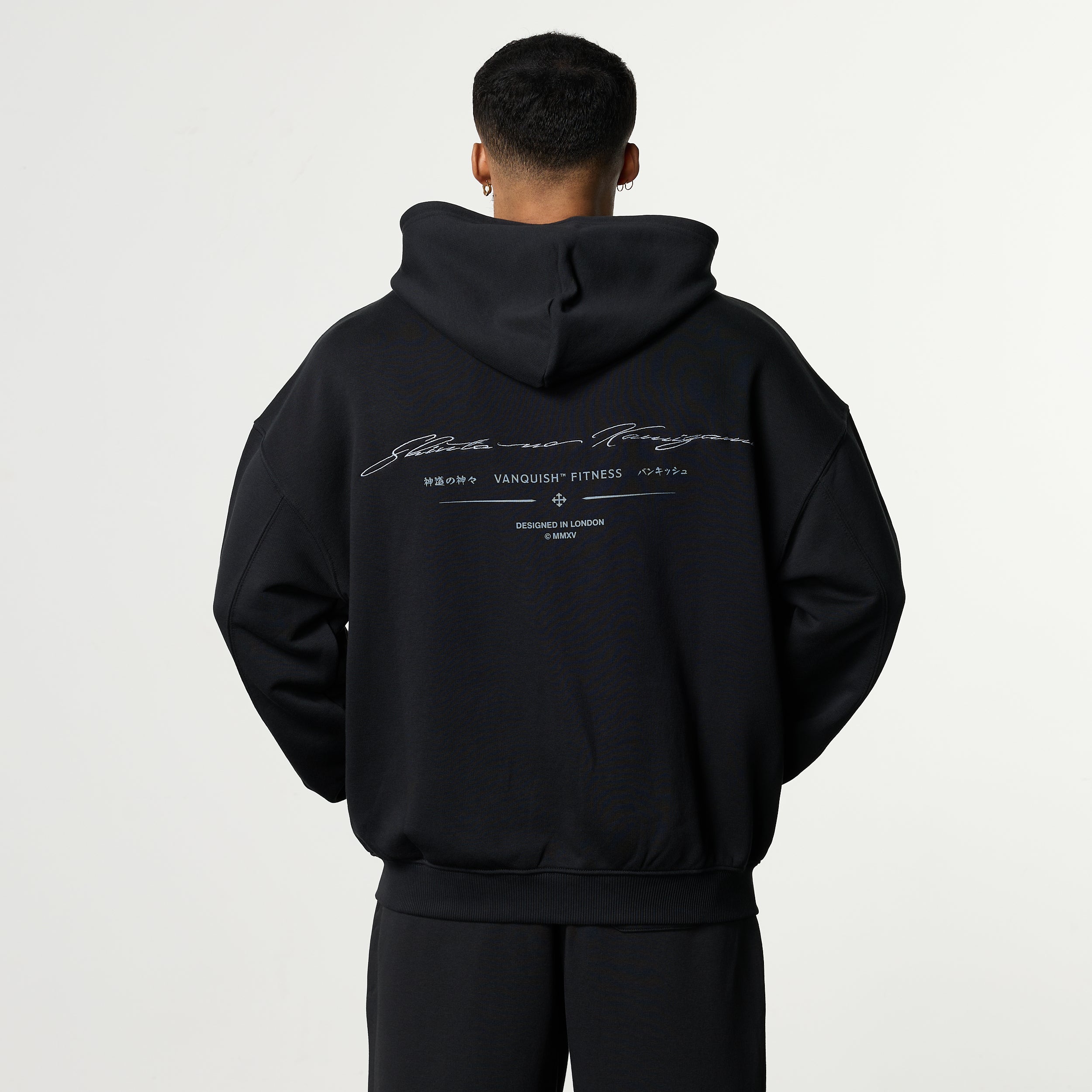 SHINTO GODS SCRIPT BLACK ZIP THROUGH HOODIE