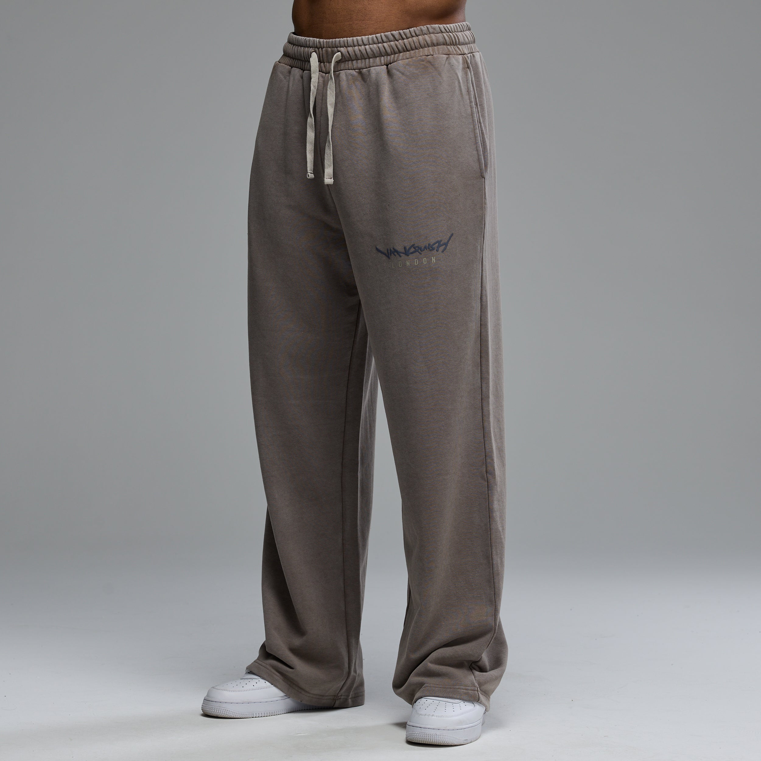 GRAFFITI WASHED MUSHROOM STRAIGHT LEG SWEATPANTS