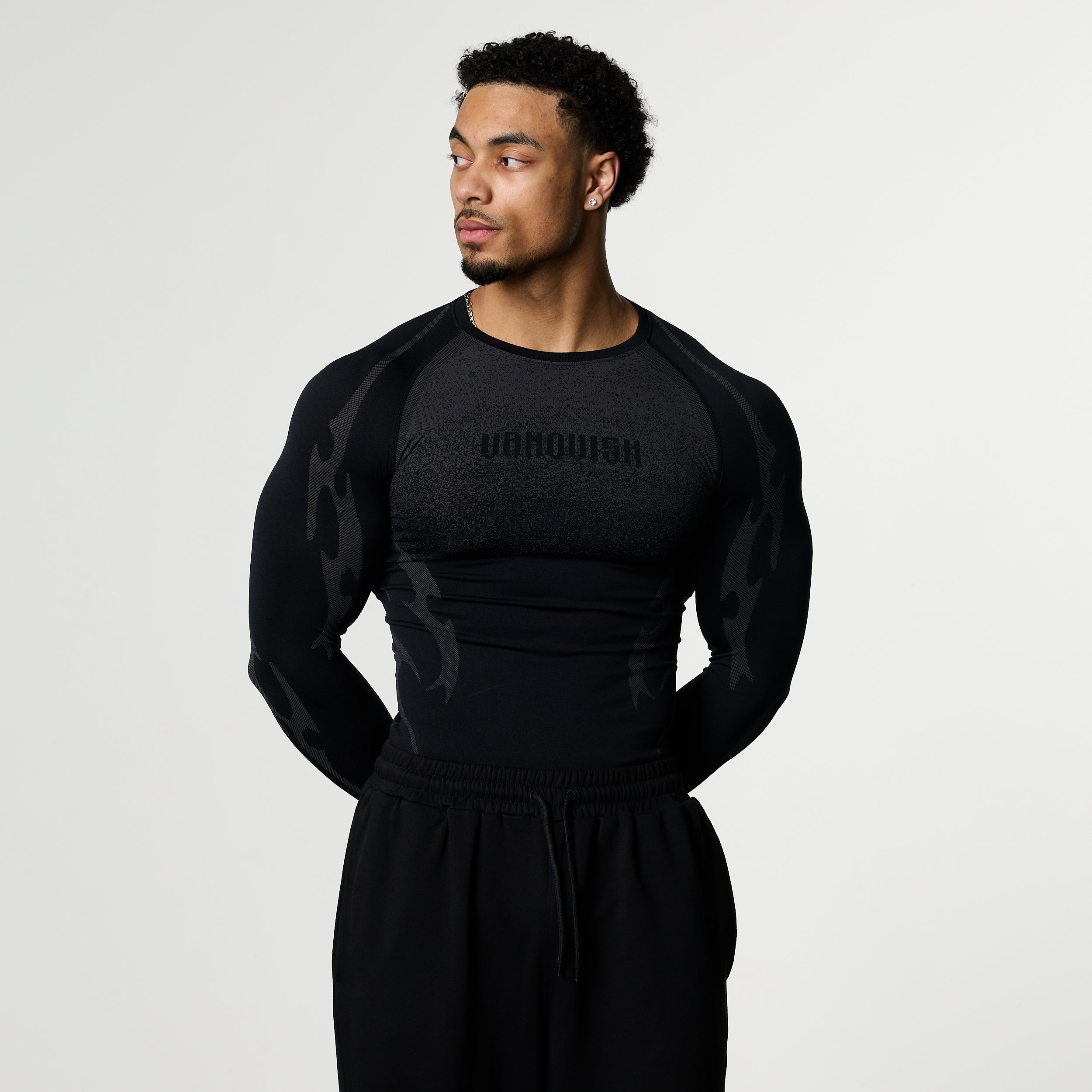 TRIBAL COMPRESSION BLACK LONG SLEEVE T SHIRT