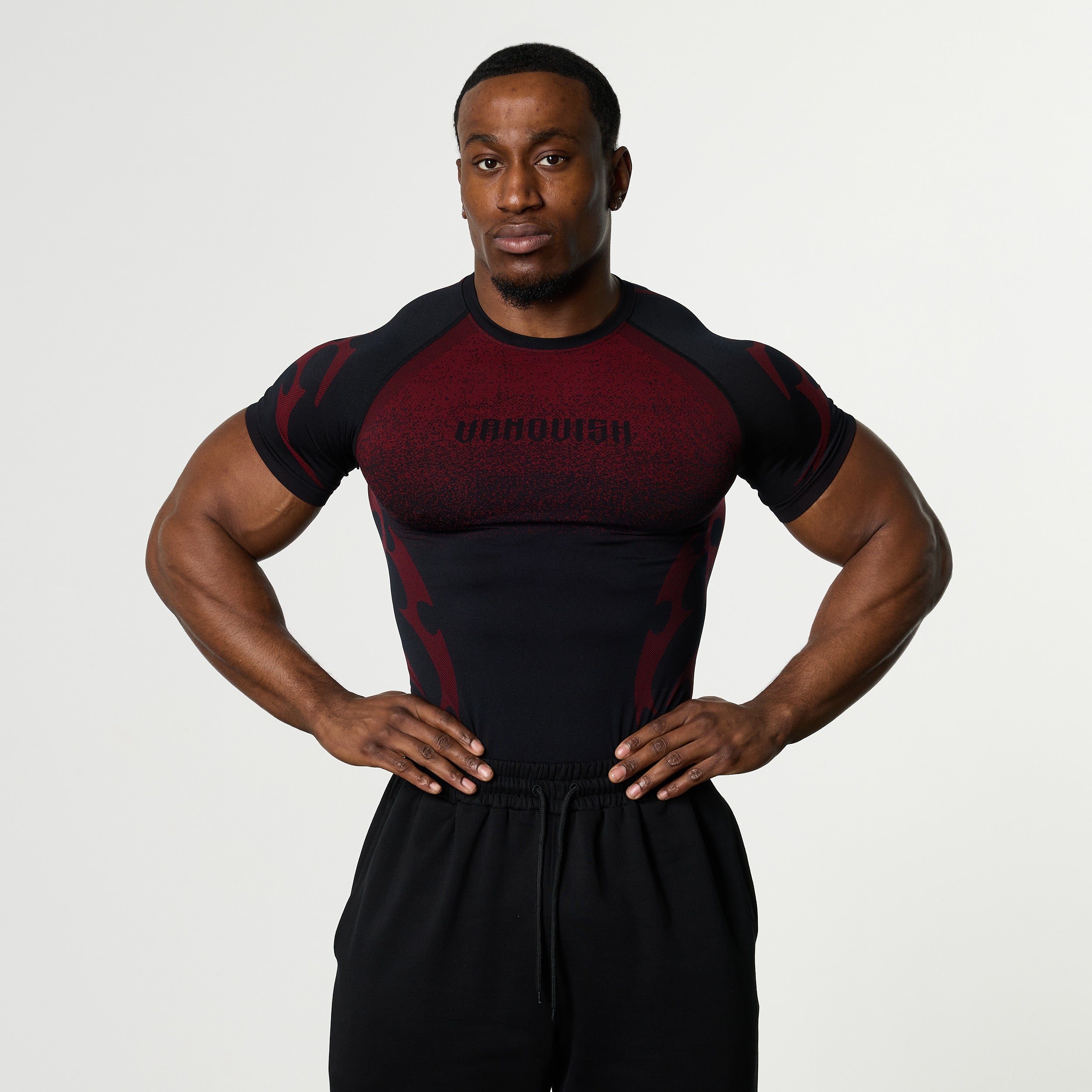 TRIBAL COMPRESSION BLACK AND RED SHORT SLEEVE T SHIRT