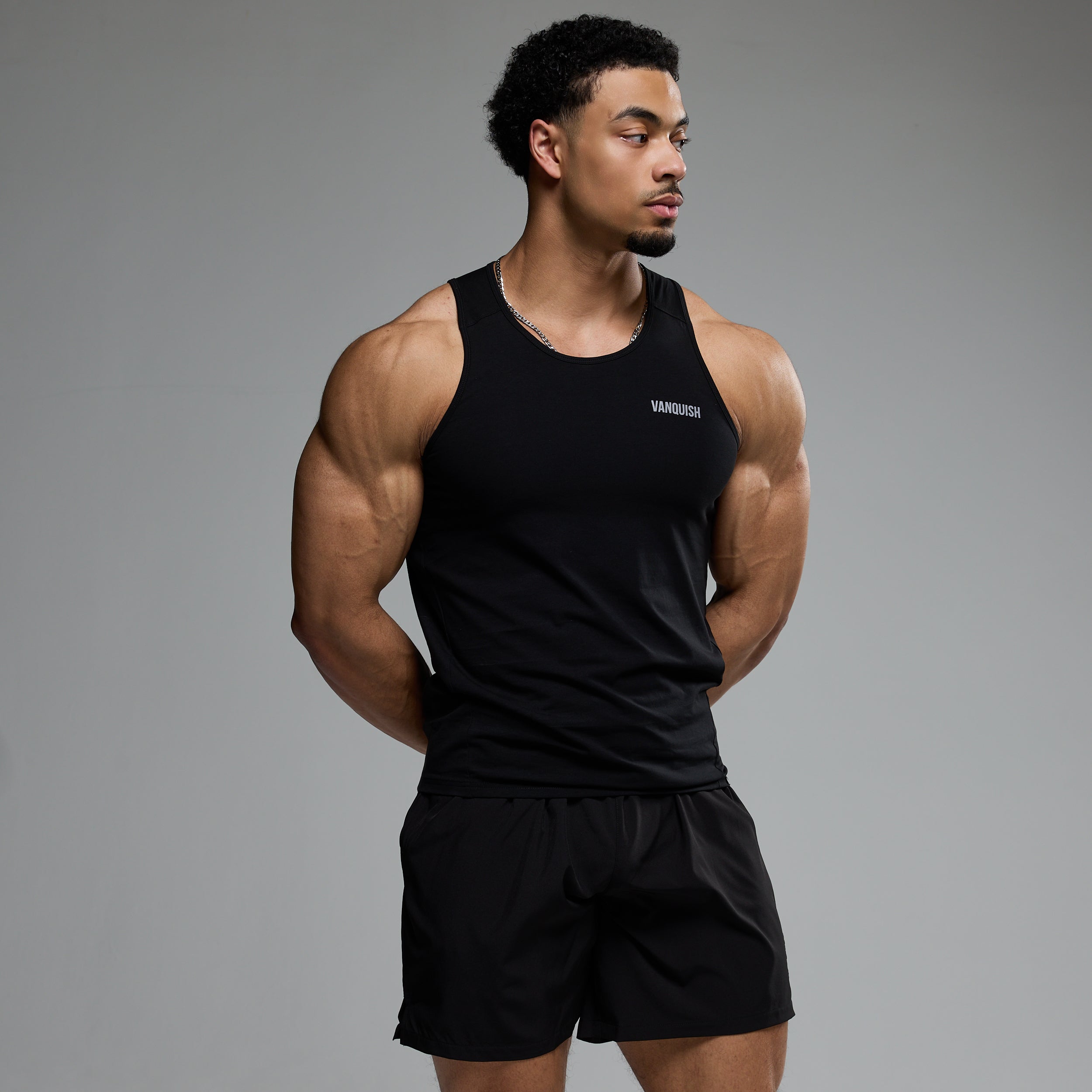 Vanquish Essential Black Regular Fit Tank Top