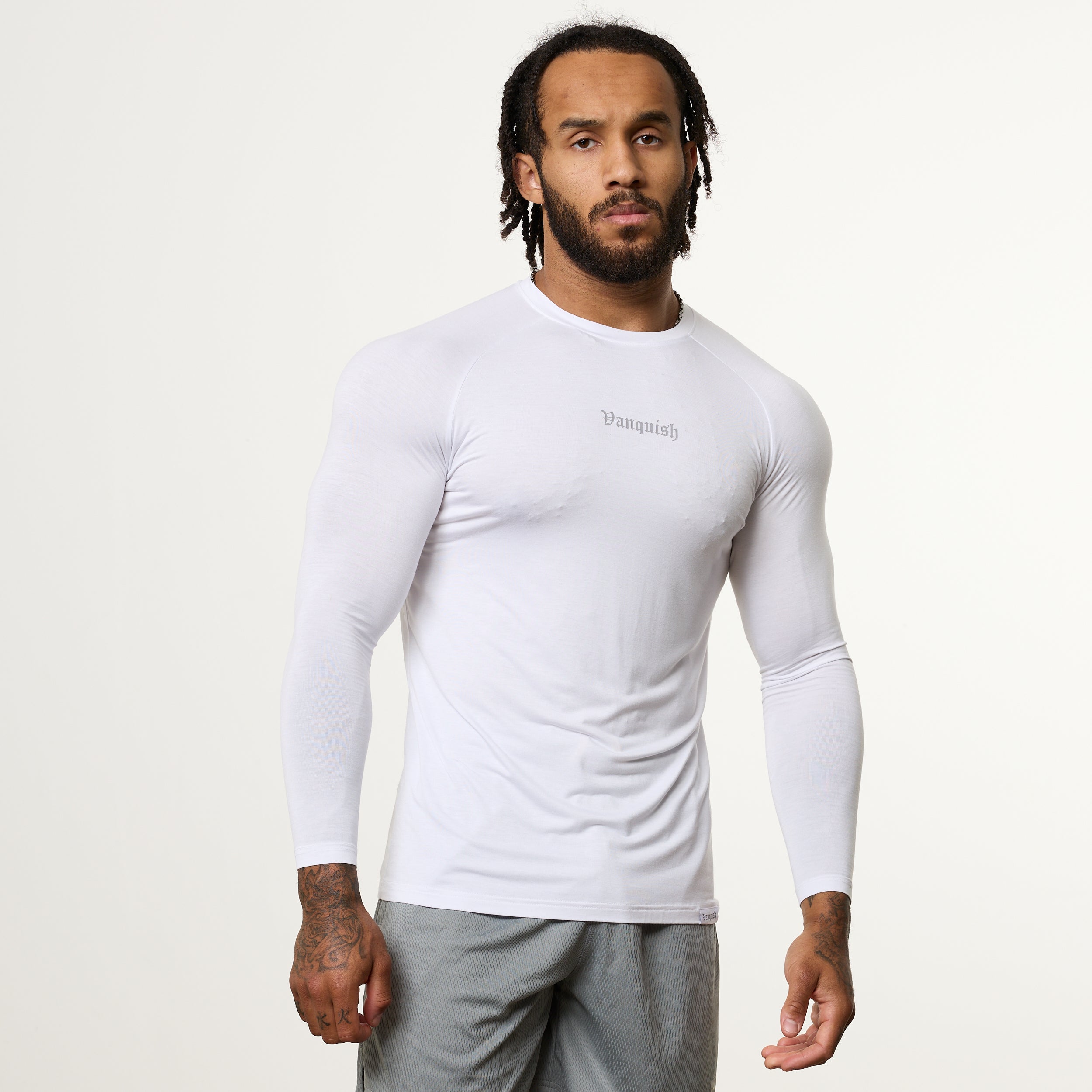 Vanquish Ultra Soft White Long Sleeve Slim Fit T Shirt