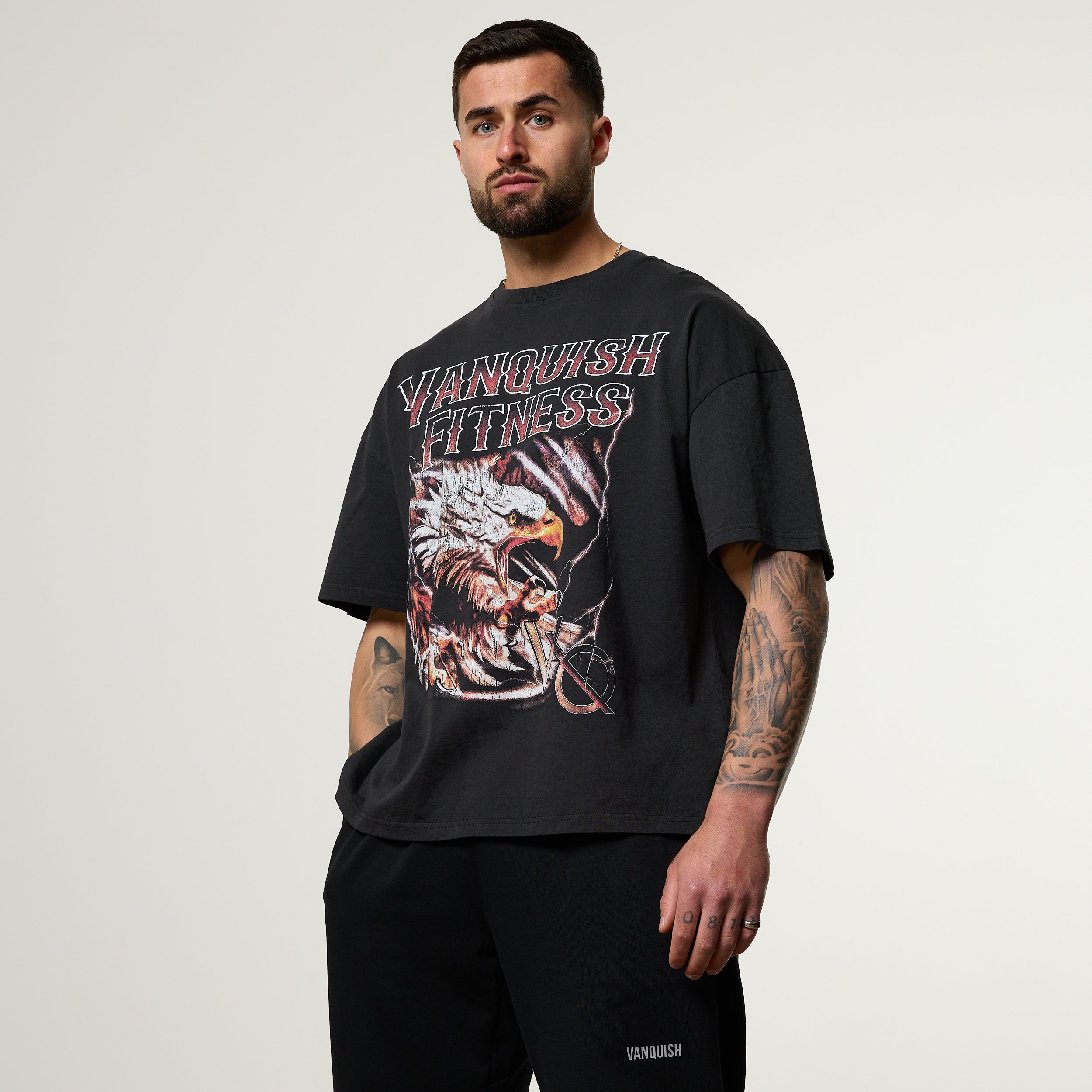 Vanquish Obsidian Black Eagle Oversized Boxy T Shirt