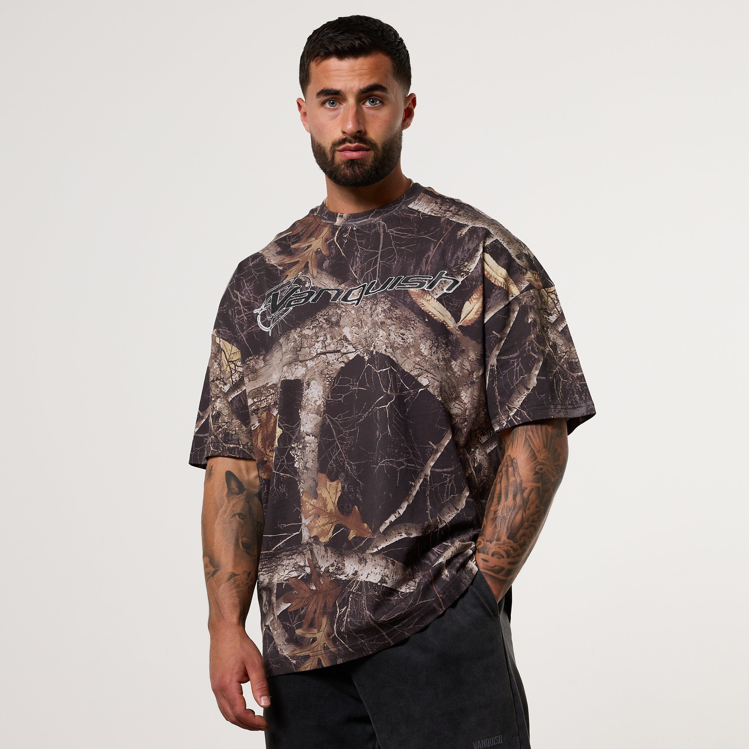 CAMO BLACK OVERSIZED BOXY T SHIRT