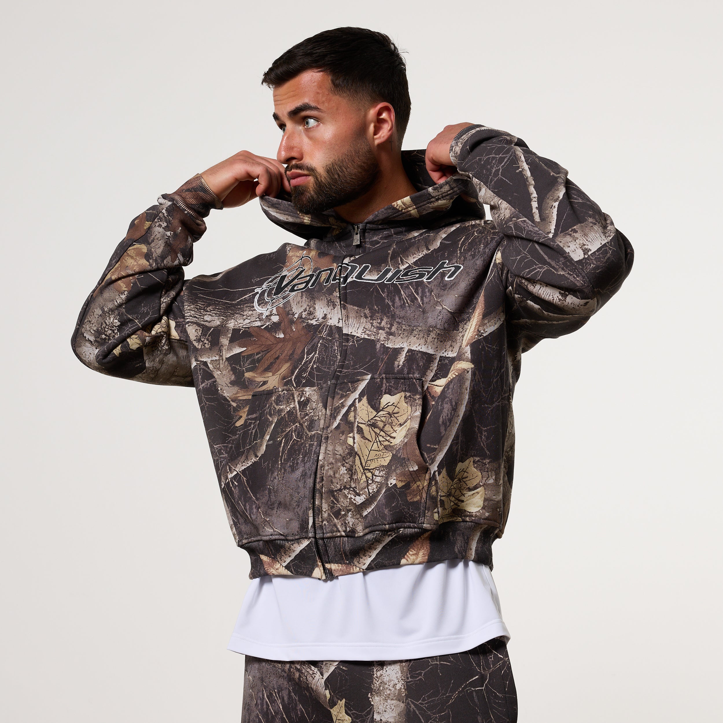 CAMO BLACK OVERSIZED FULL ZIP HOODIE