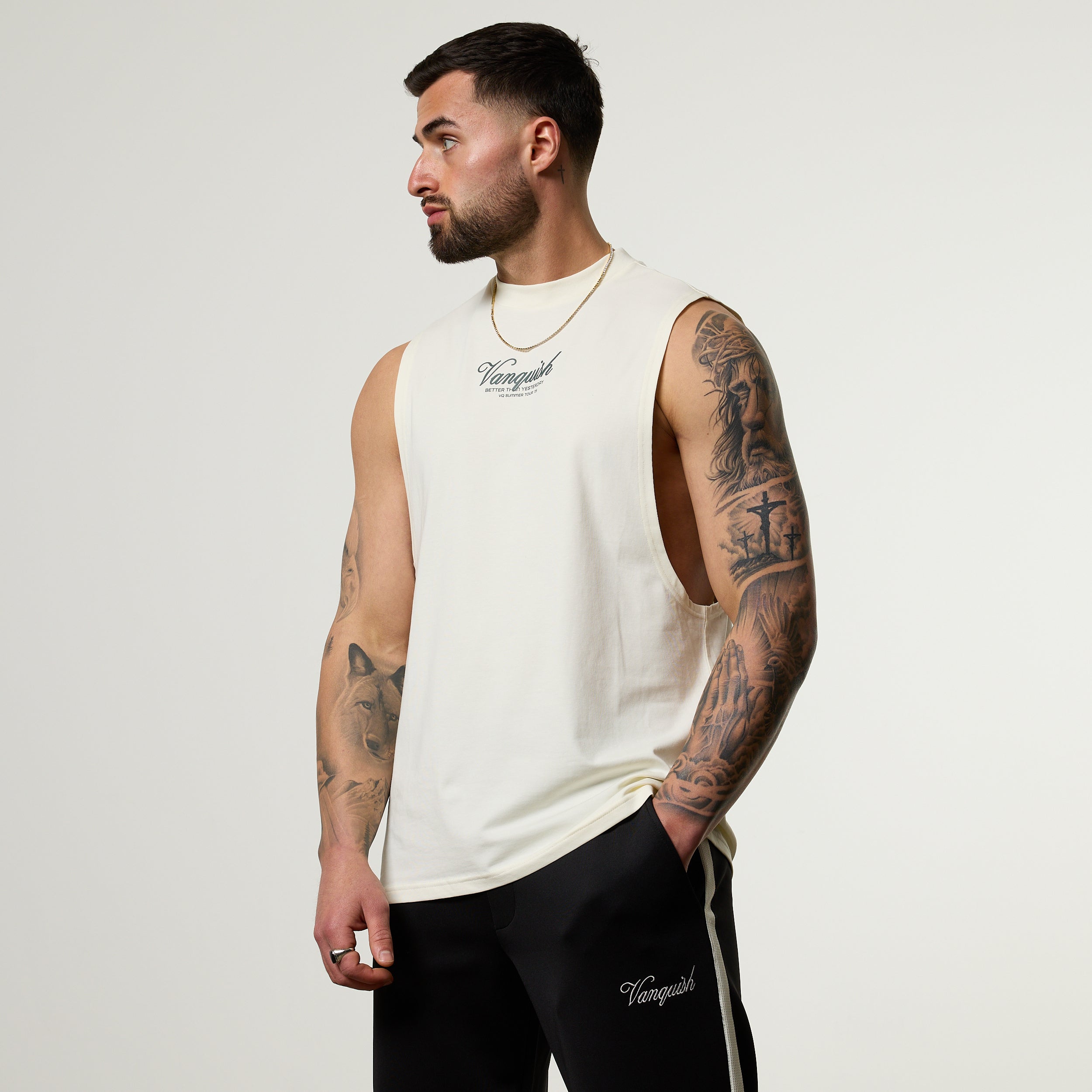Vanquish Off Season Vintage White Sleeveless T Shirt