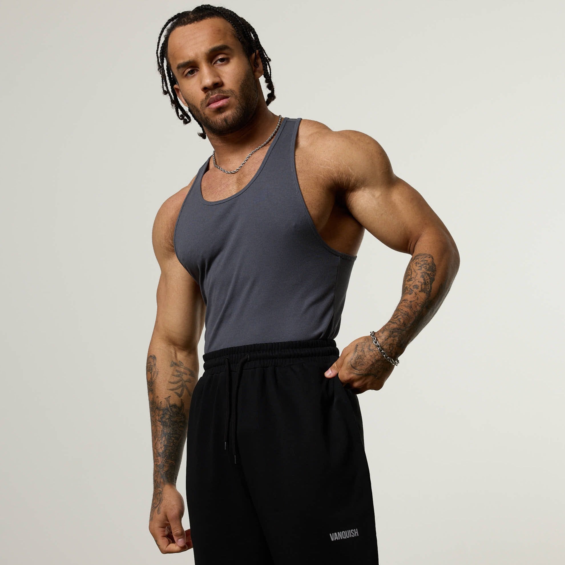 Vanquish Essential V2 Denim Blue Ribbed Tank