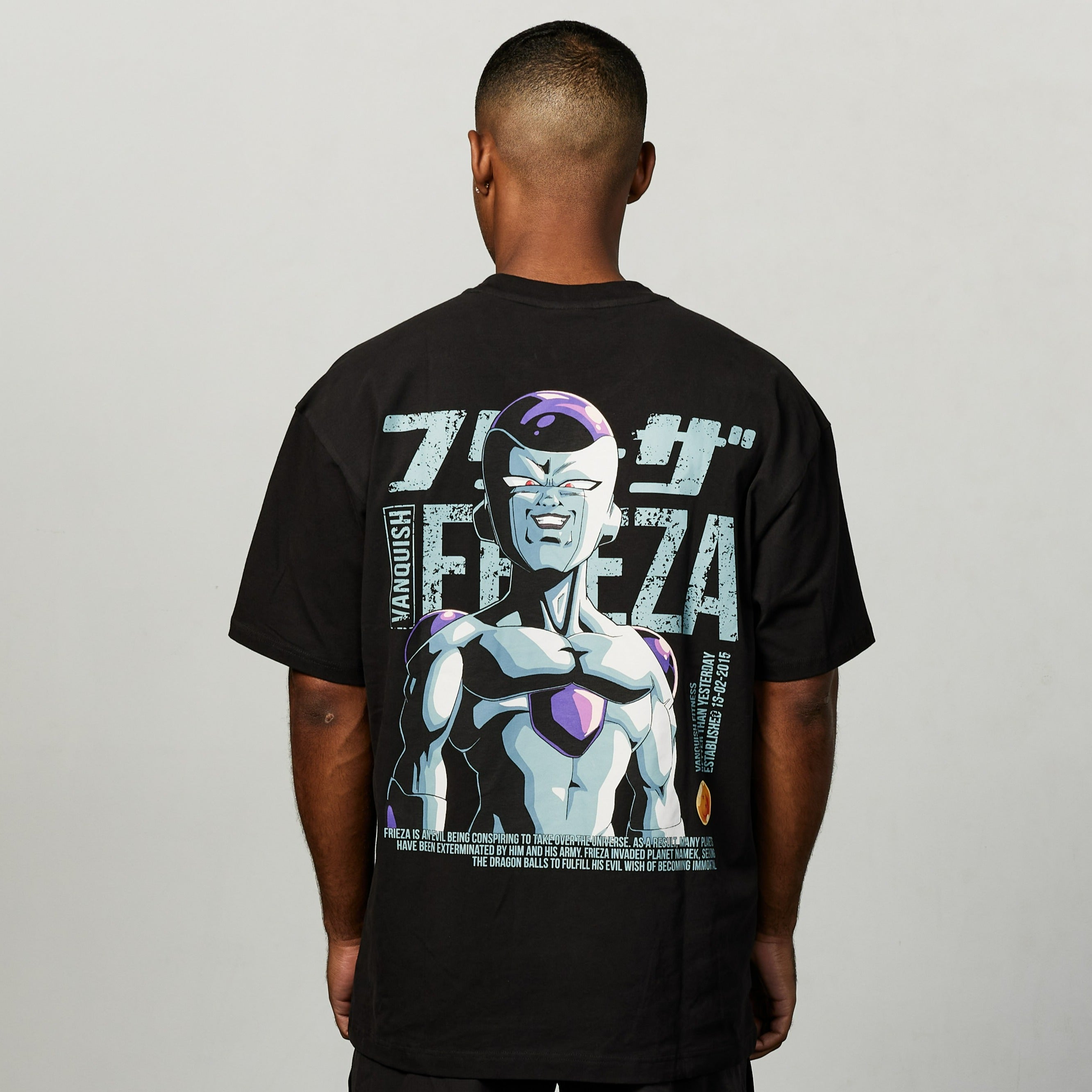 Vanquish DBZ Frieza Black Distressed Print Oversized T Shirt