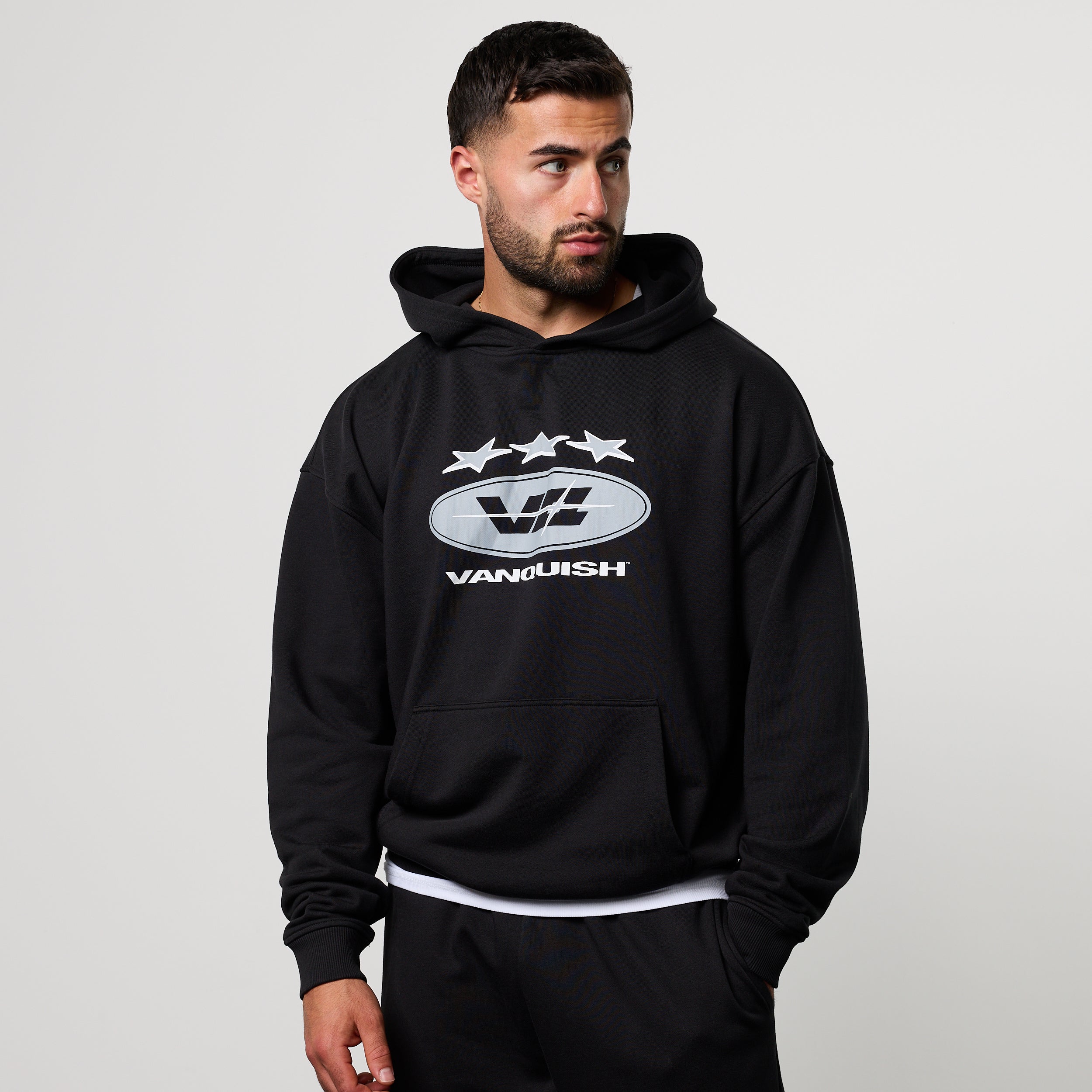 POWERLINE BLACK OVERSIZED HOODIE