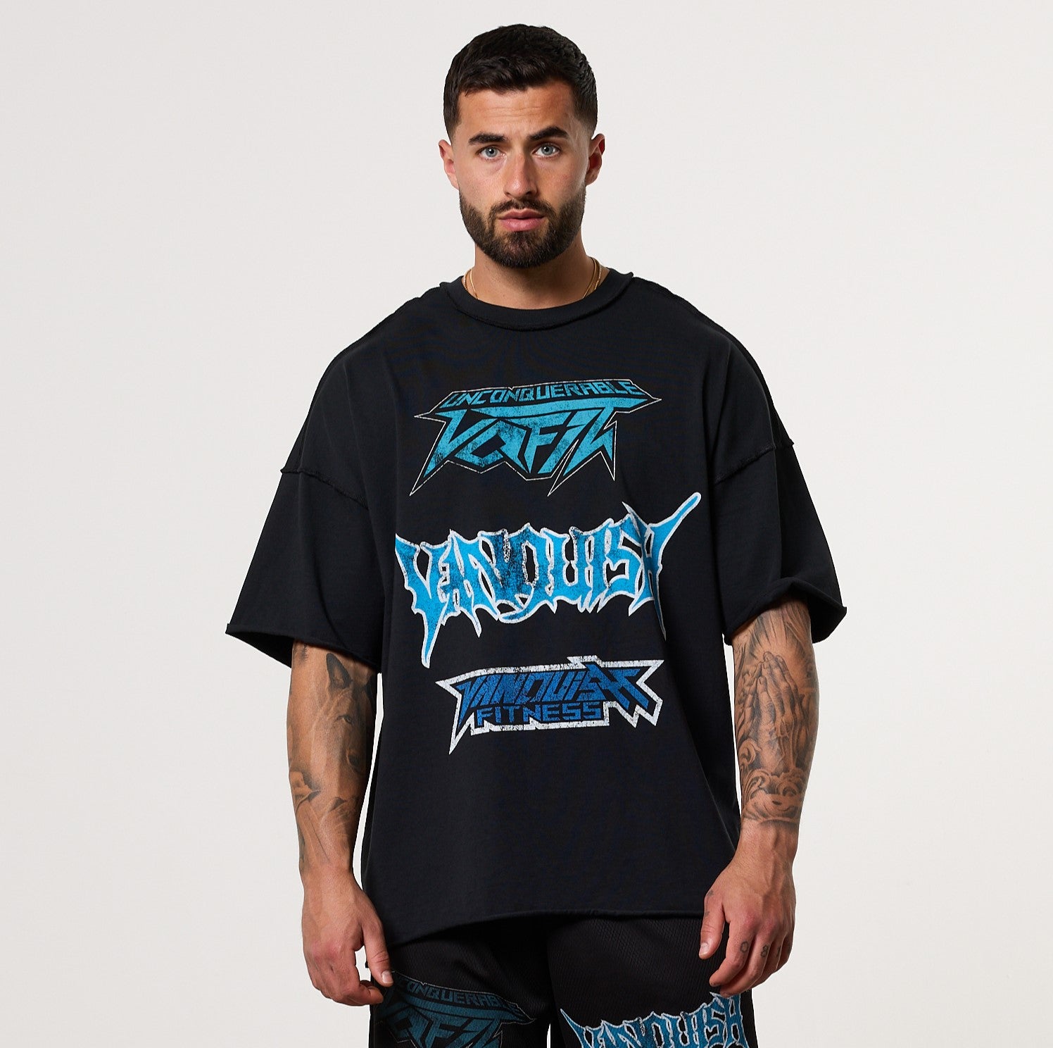 Vanquish Grunge Washed Black Oversized Boxy T Shirt