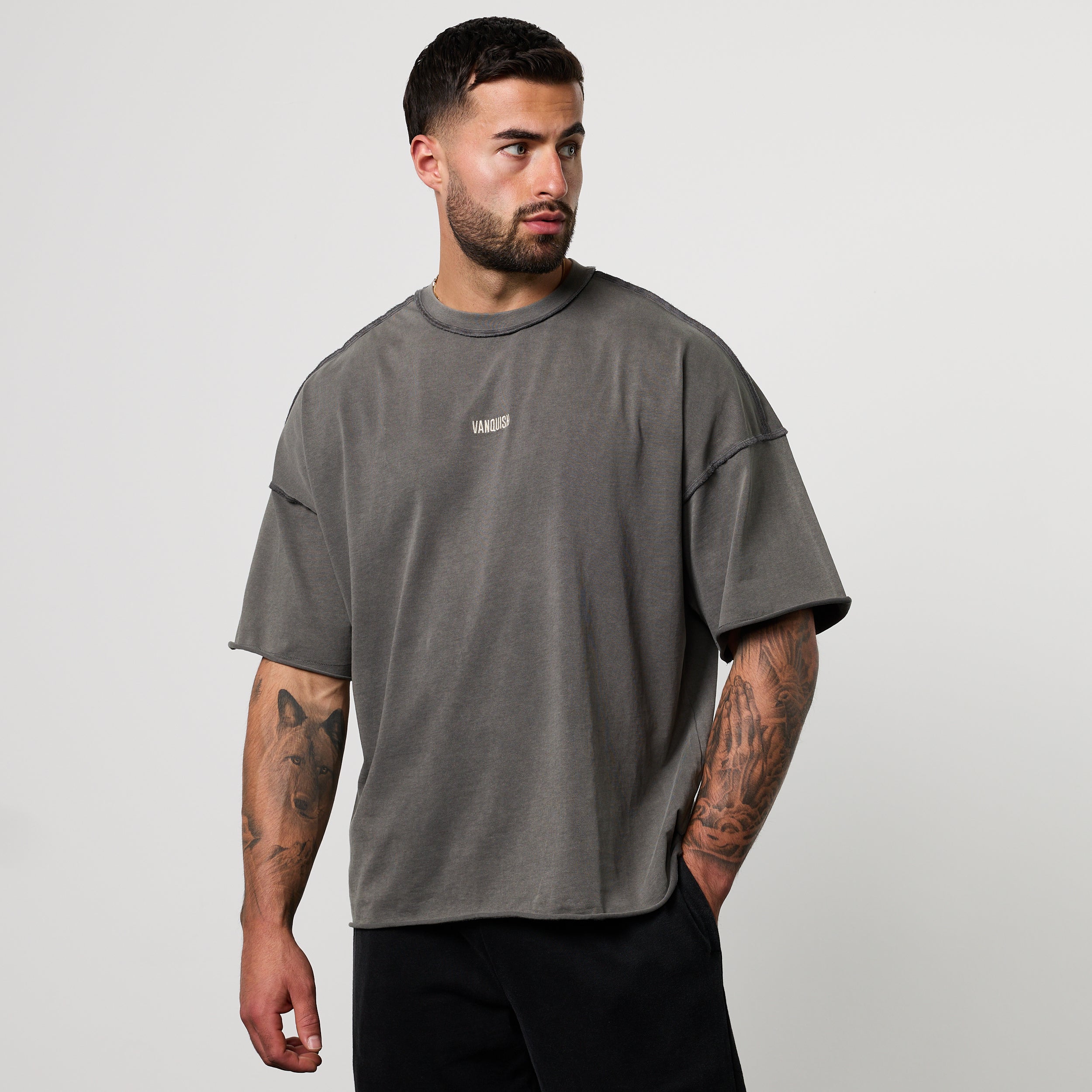 WASHED GREY OVERSIZED BOXY T SHIRT