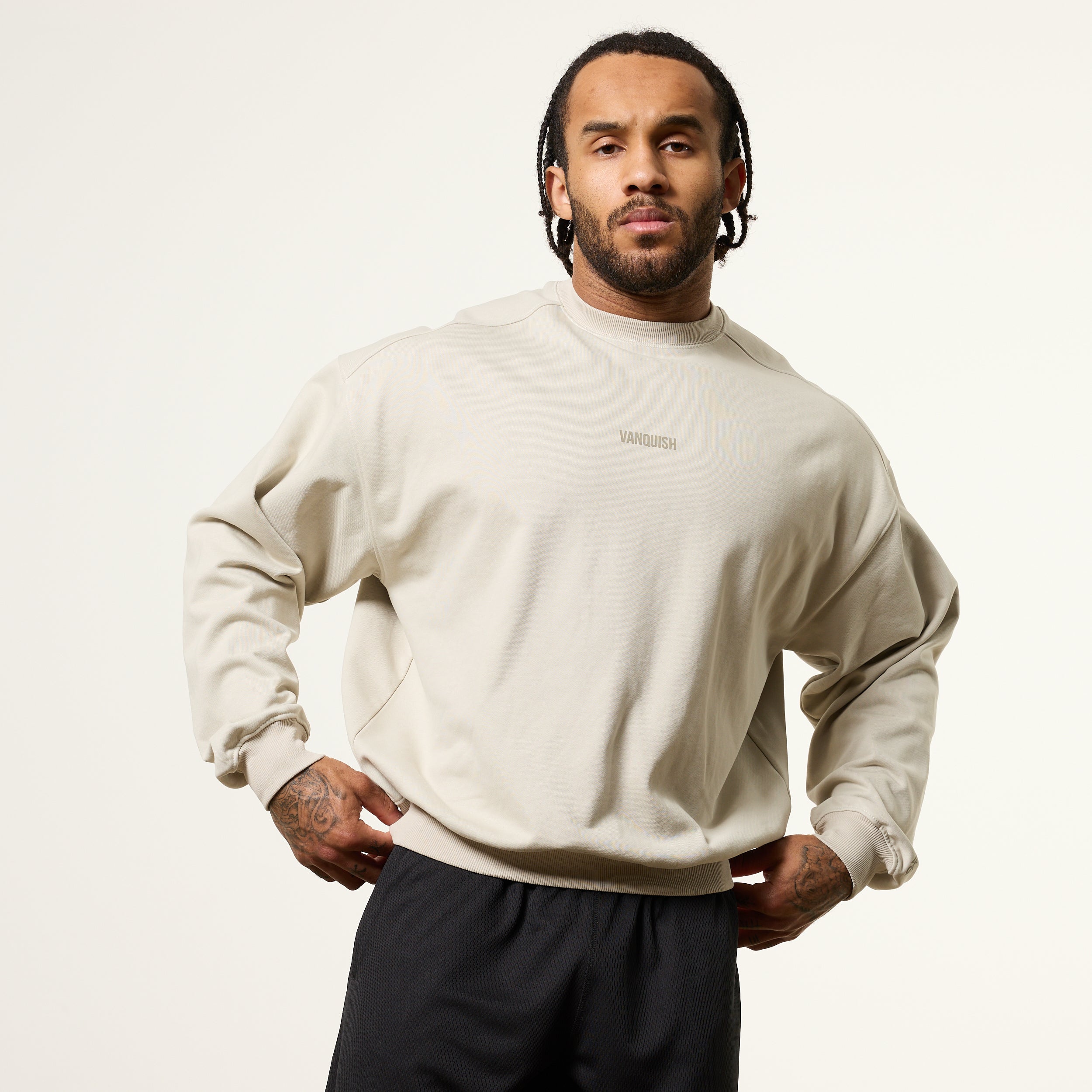 Vanquish Essential V2 Stone Oversized Boxy Sweatshirt