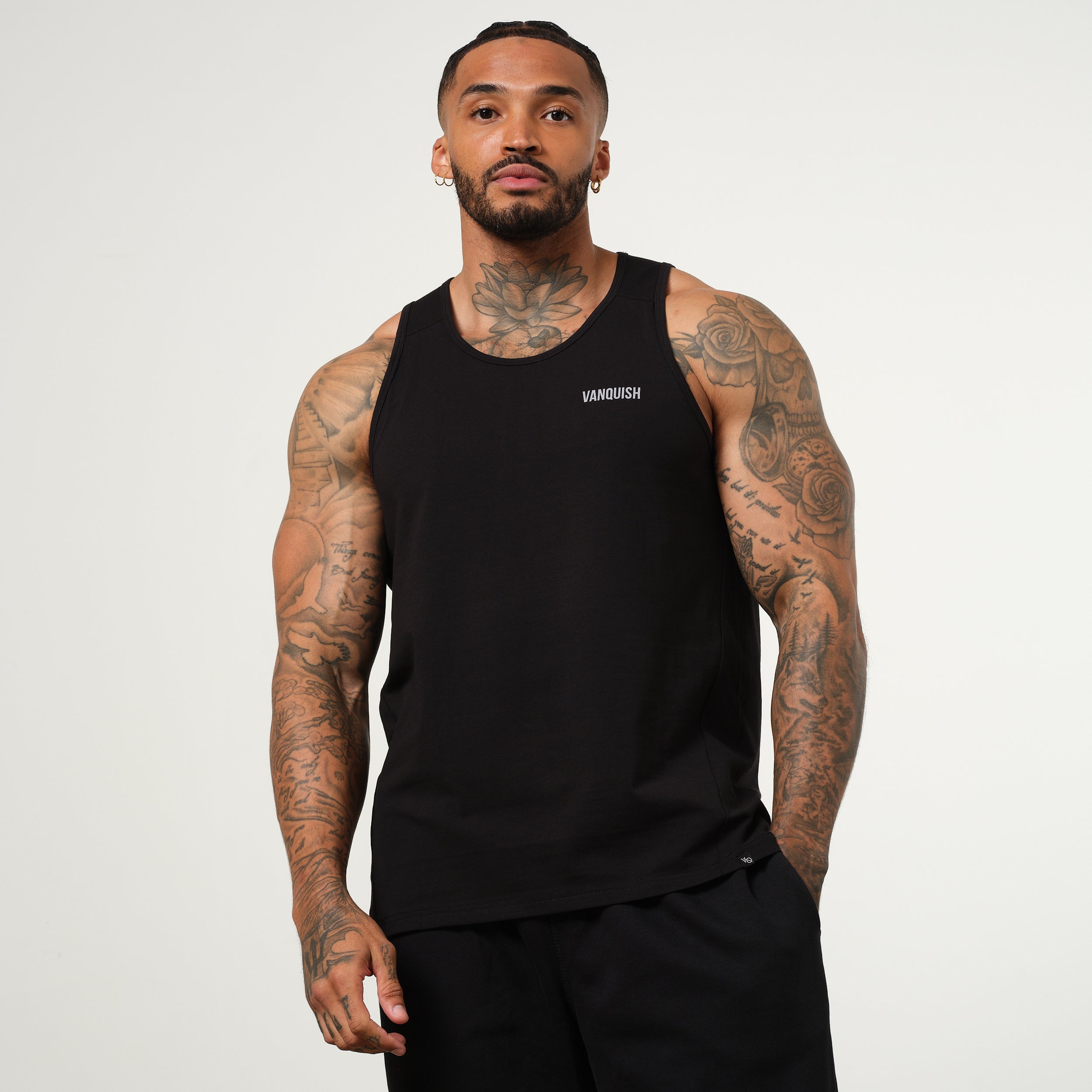 Vanquish Essential Black Regular Fit Tank Top
