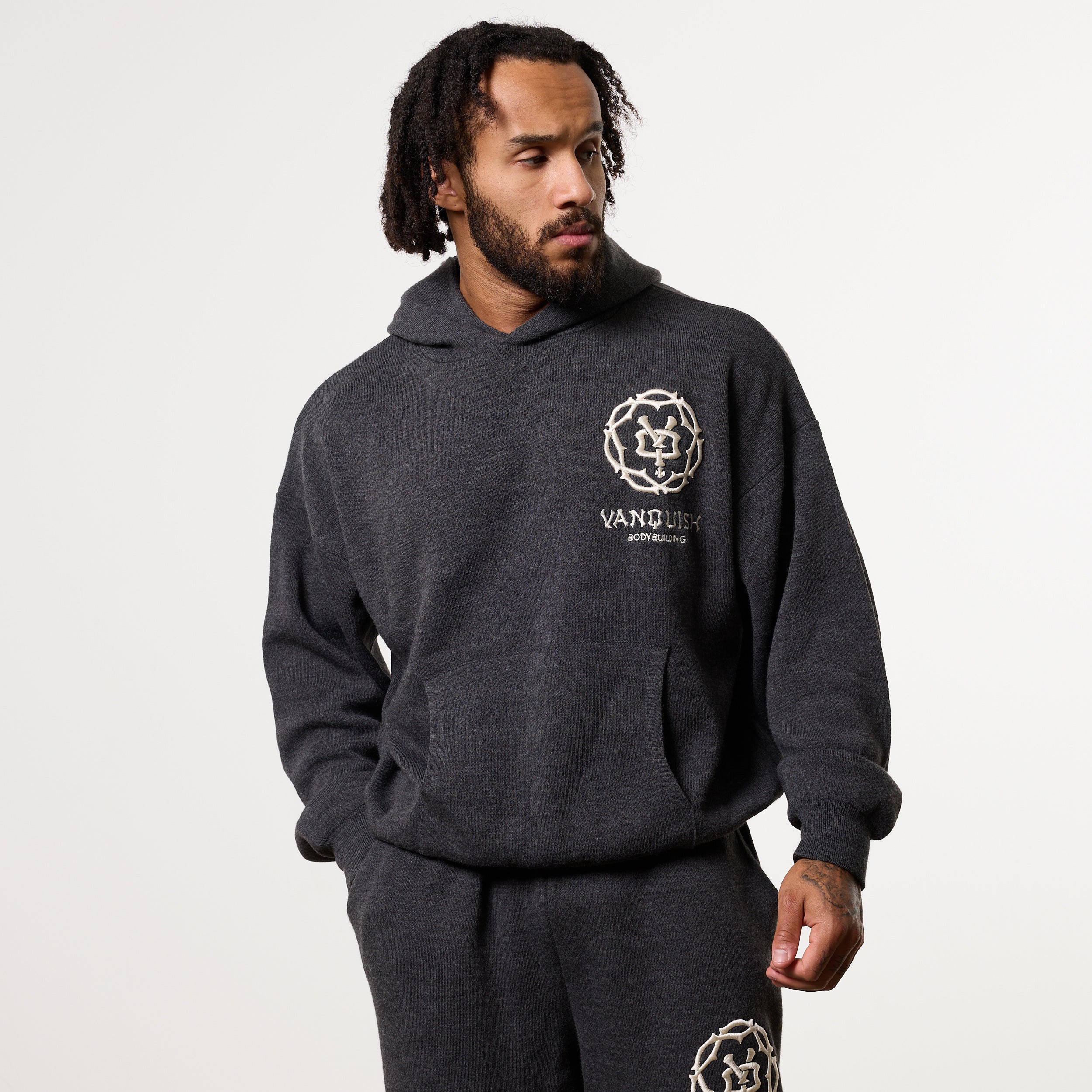 THORN KNIT STORM GREY OVERSIZED HOODIE