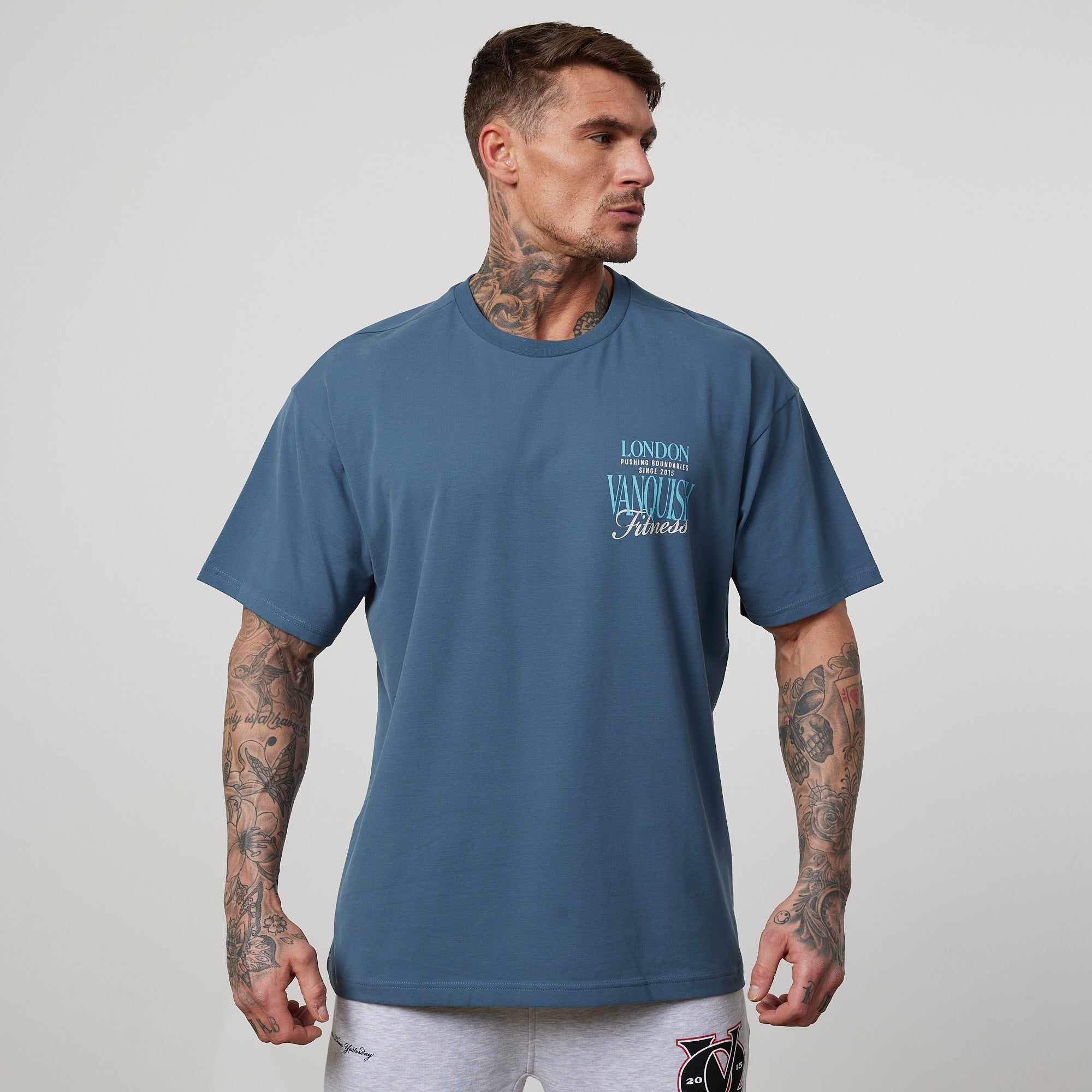 Vanquish TSP Teal Blue Pushing Boundaries Oversized T Shirt