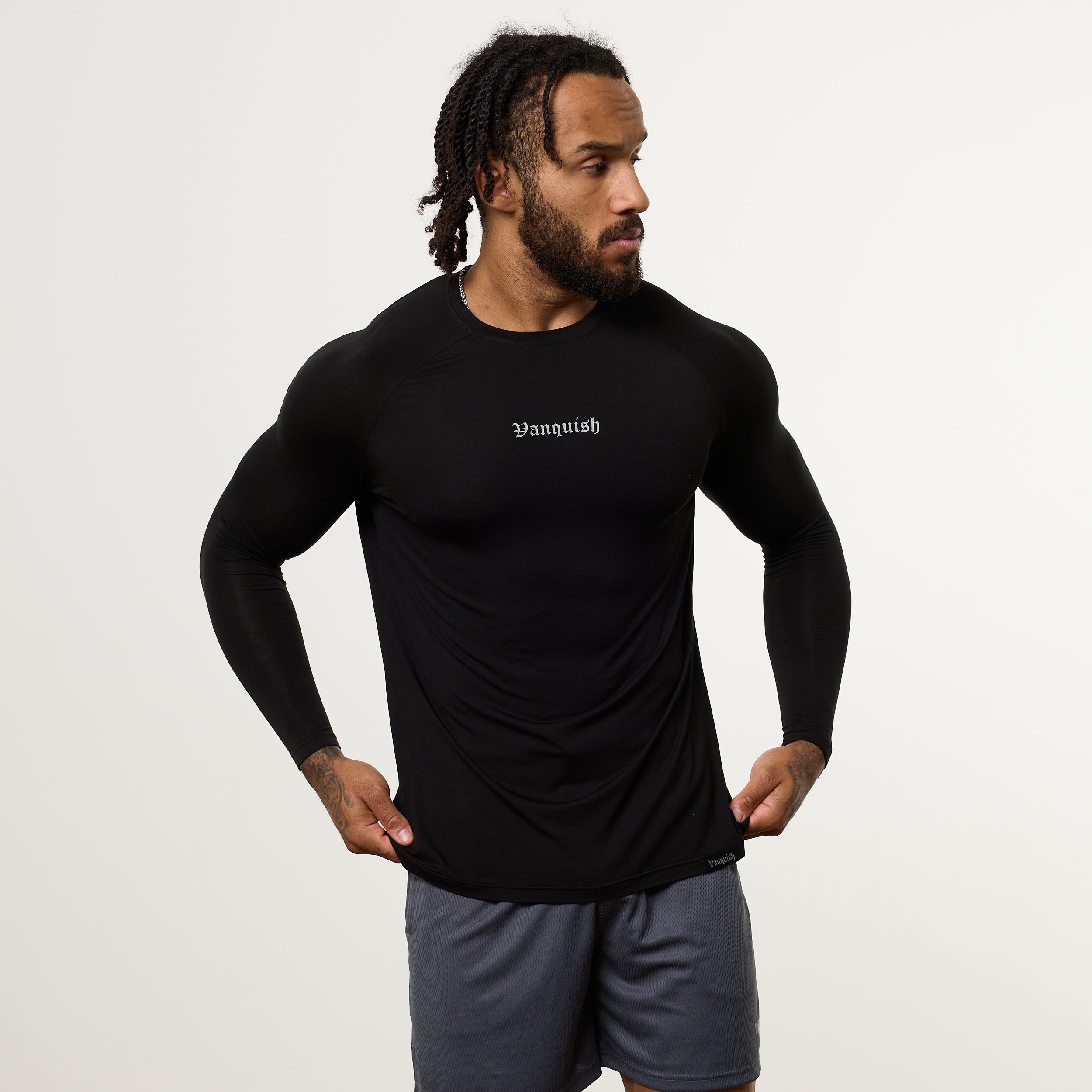 Vanquish Ultra Soft Black Long Sleeve Slim Fit T Shirt